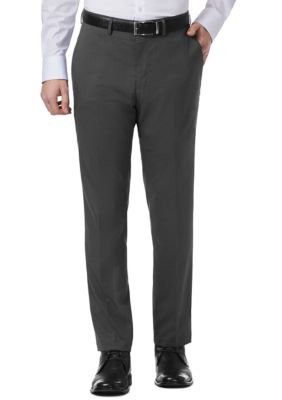 Stretch Heather Glen Plaid Slim Fit Flat Front Dress Pants