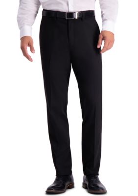 Stretch Shadow Check Slim Fit Flat Front Dress Pants