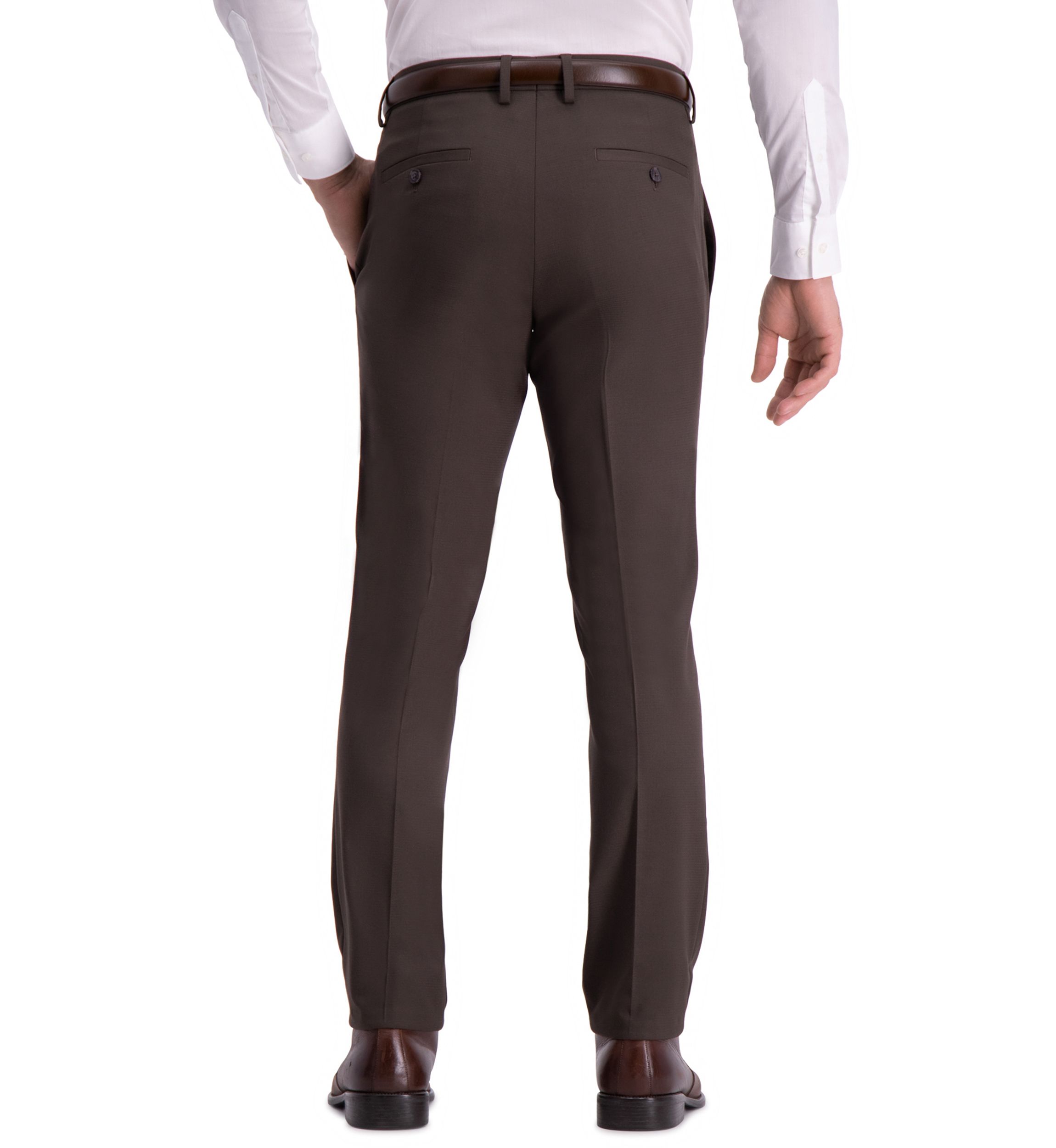 Stretch Shadow Check Slim Fit Flat Front Dress Pants