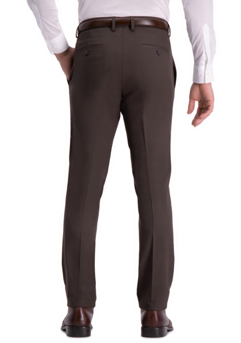Stretch Shadow Check Slim Fit Flat Front Dress Pants