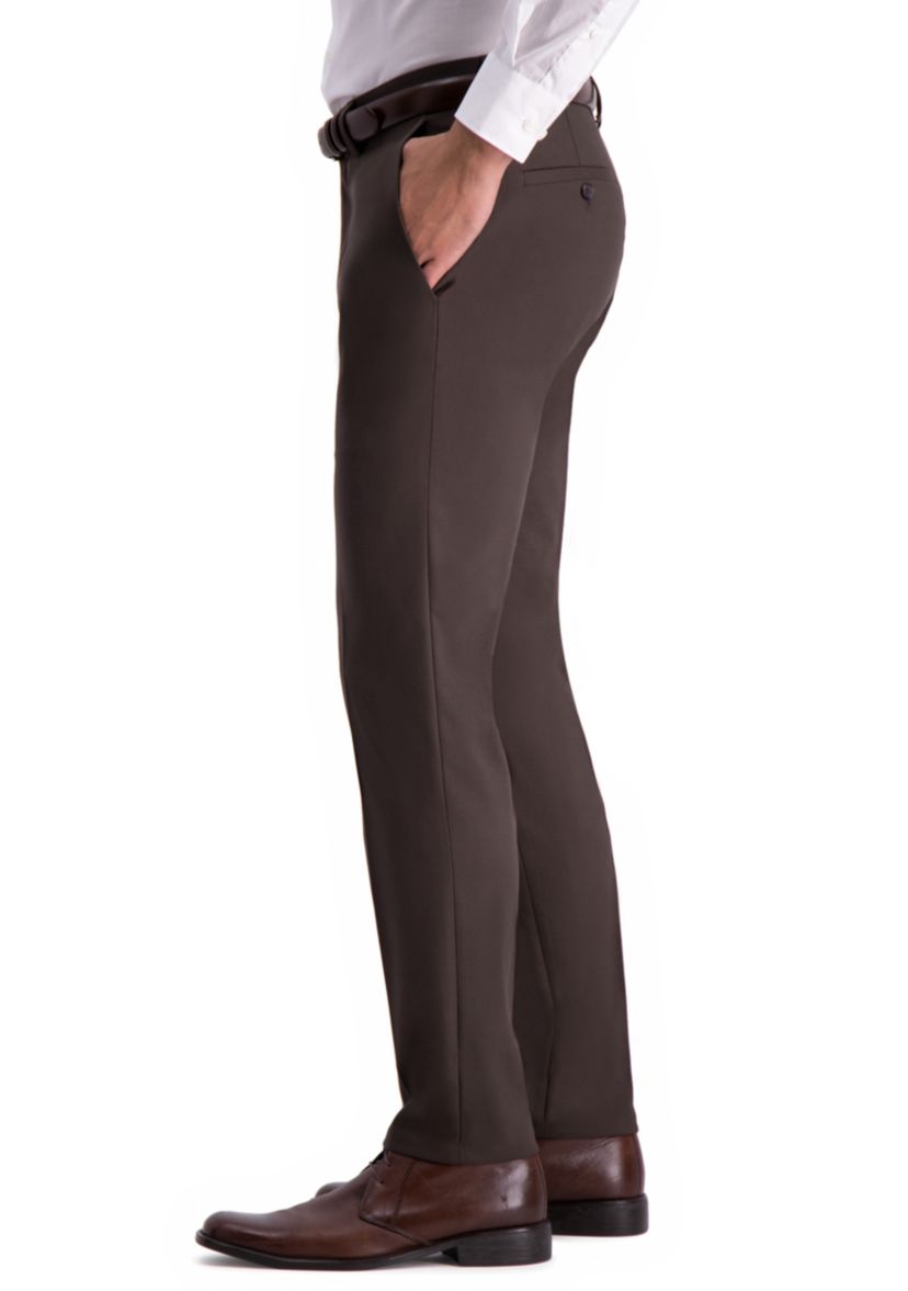 Stretch Shadow Check Slim Fit Flat Front Dress Pants