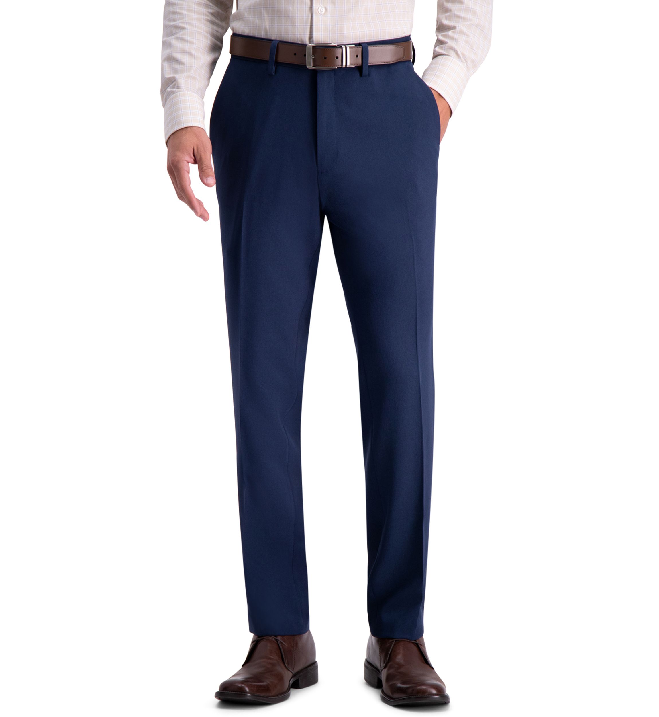 Recycled Micro Check Slim Fit Flat Front Dress Pants