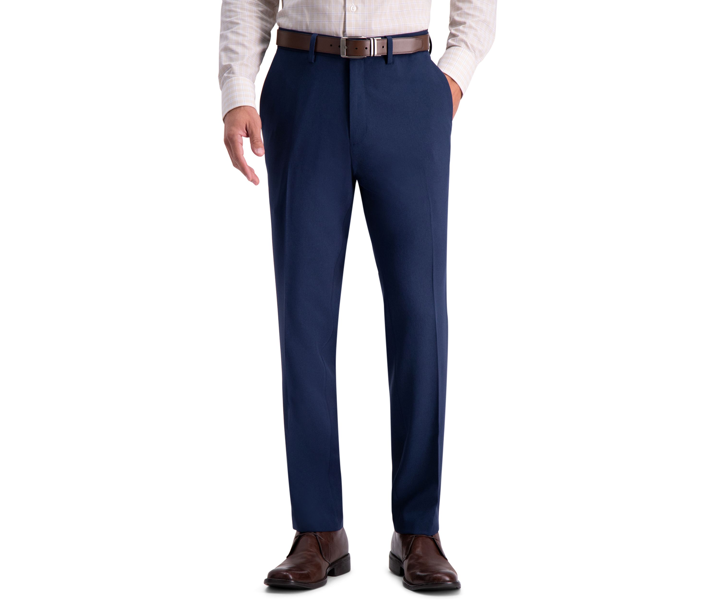 Recycled Micro Check Slim Fit Flat Front Dress Pants