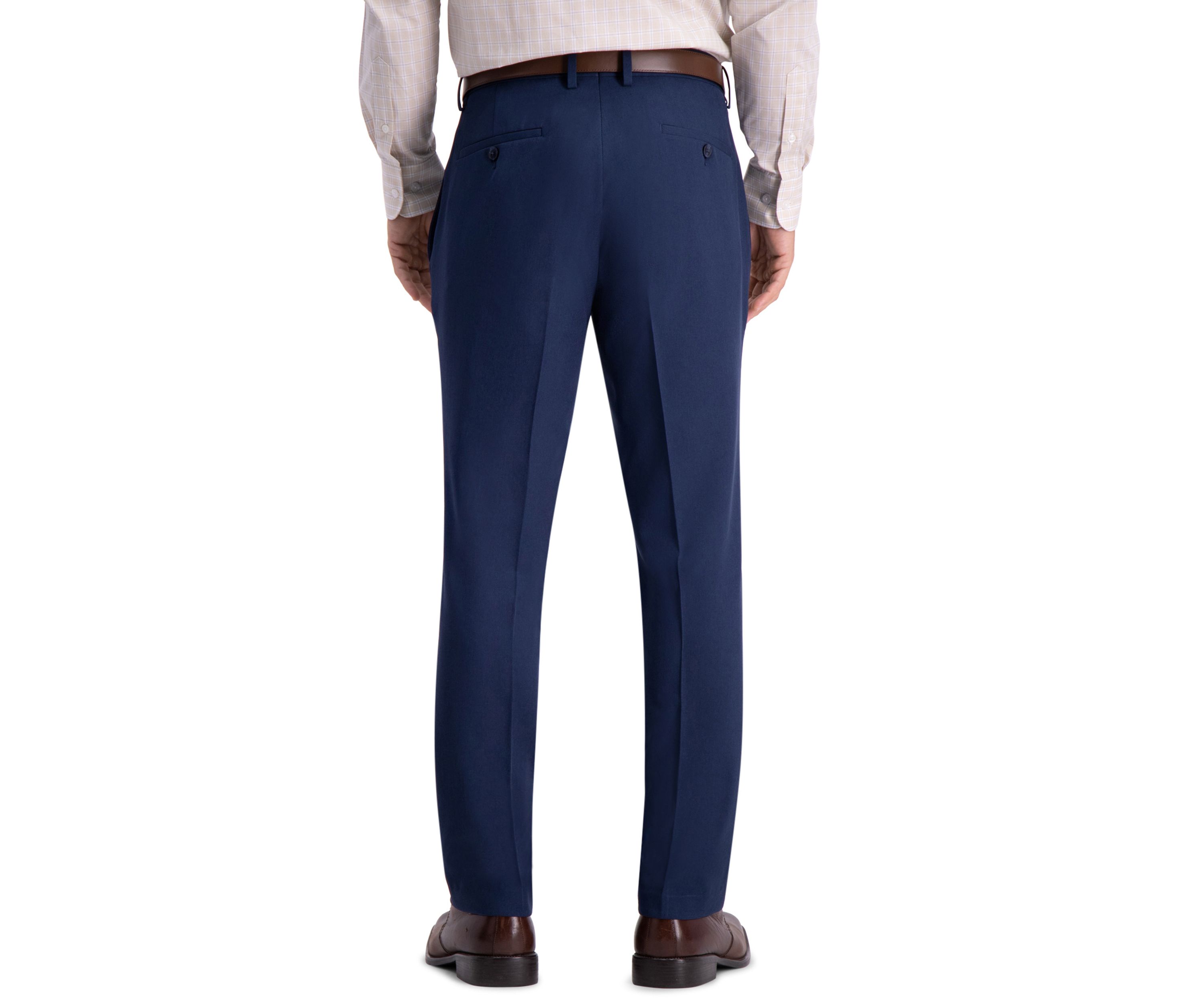 Recycled Micro Check Slim Fit Flat Front Dress Pants