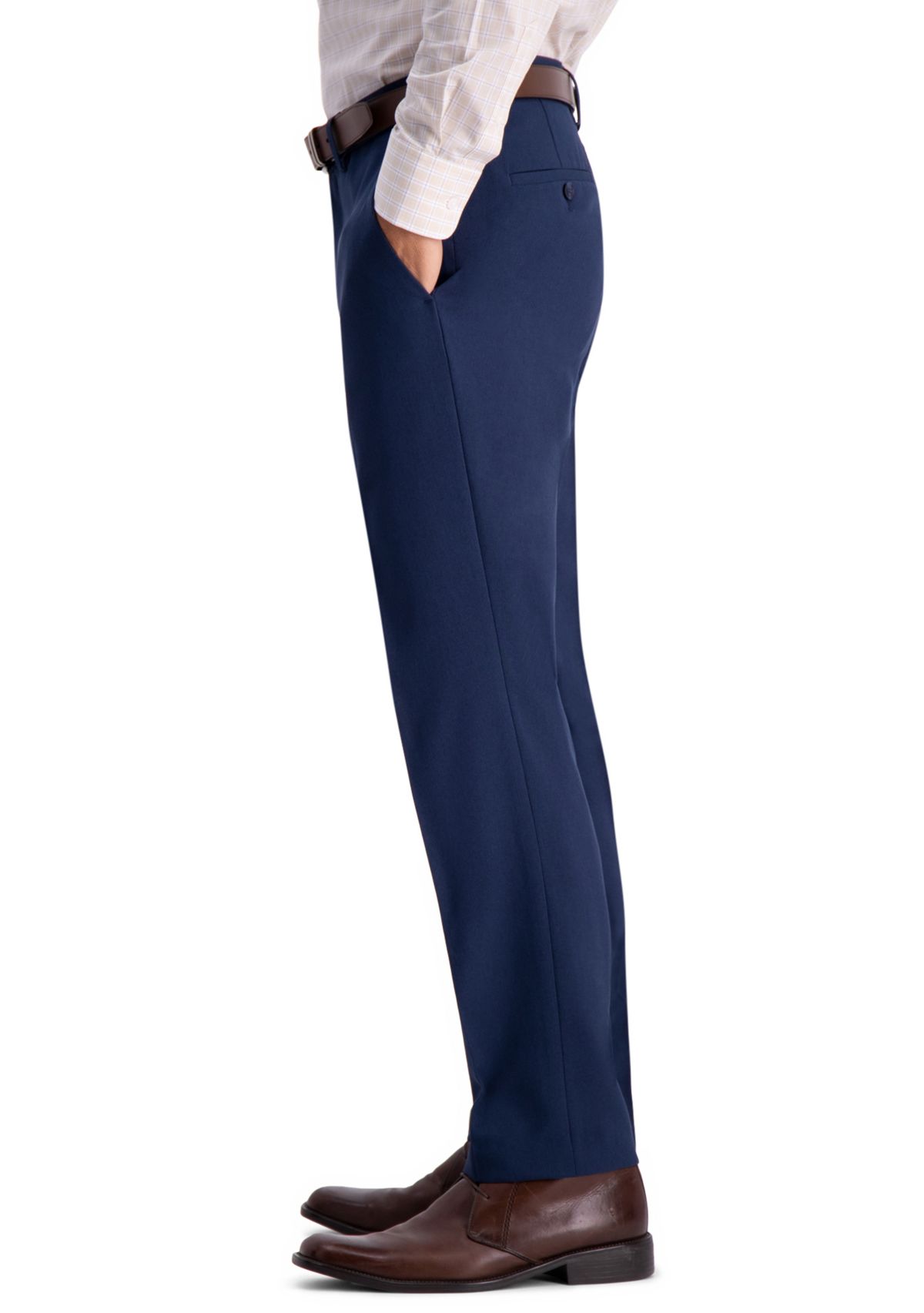 Recycled Micro Check Slim Fit Flat Front Dress Pants