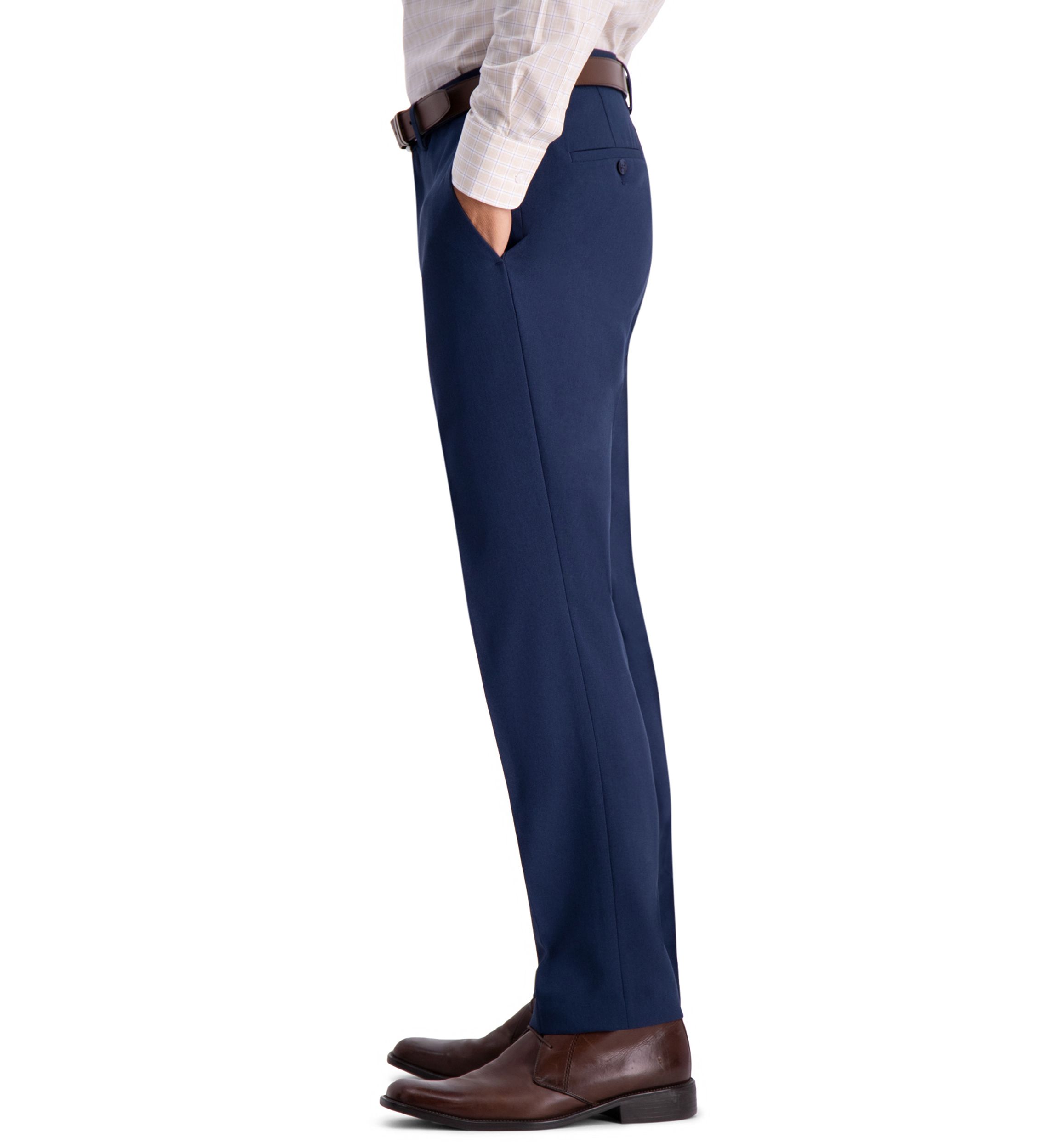 Recycled Micro Check Slim Fit Flat Front Dress Pants