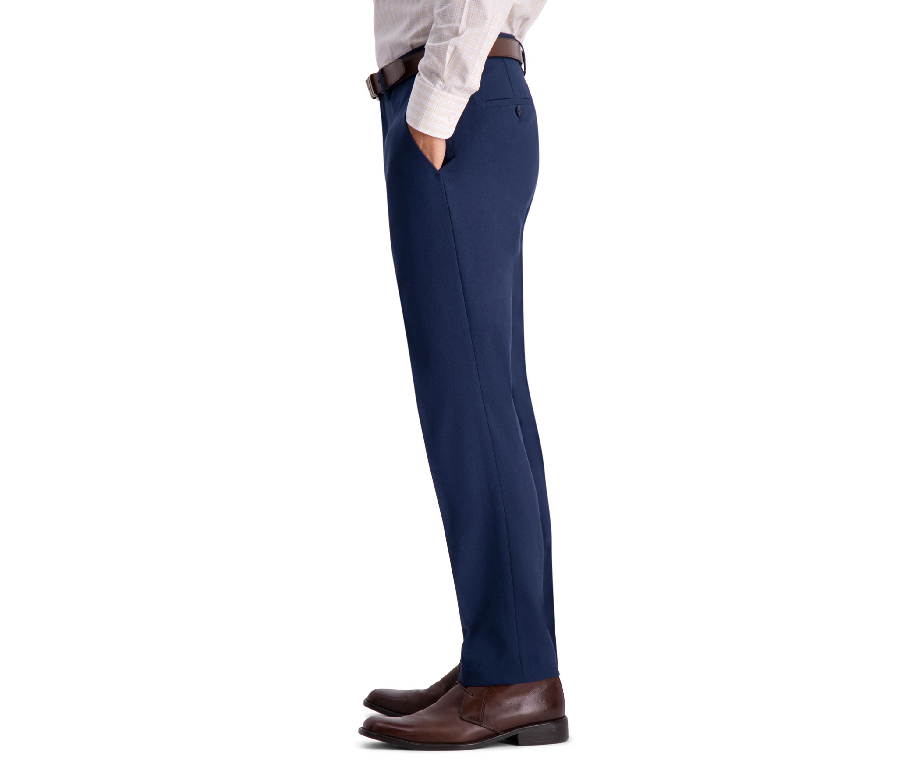 Recycled Micro Check Slim Fit Flat Front Dress Pants