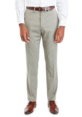 Men's Slim Fit Fine Windowpane Dress Pants