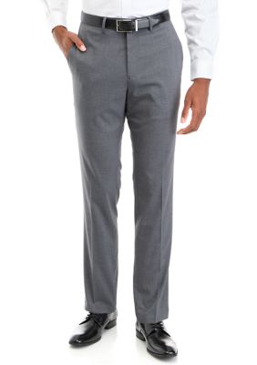 Men's Slim Fit Textured Grid Dress Pants