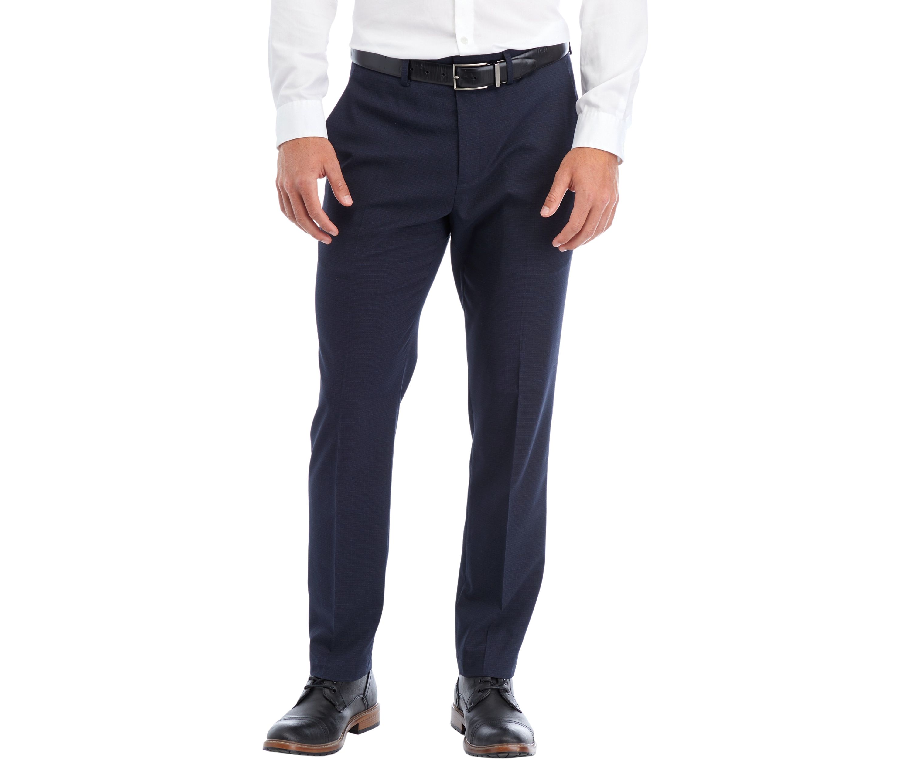 Mens Slim Fit Textured Grid Dress Pants