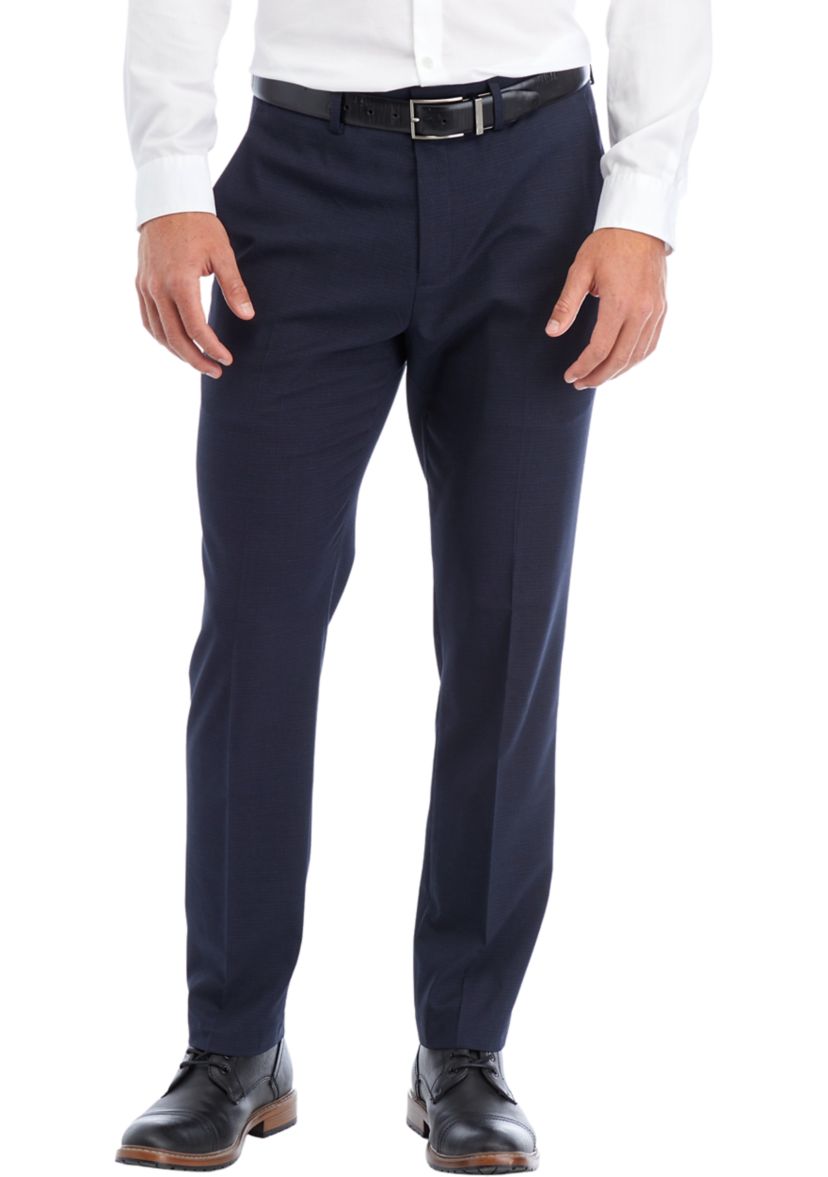 Mens Slim Fit Textured Grid Dress Pants