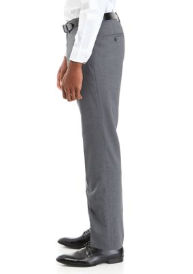 Men's Slim Fit Textured Grid Dress Pants