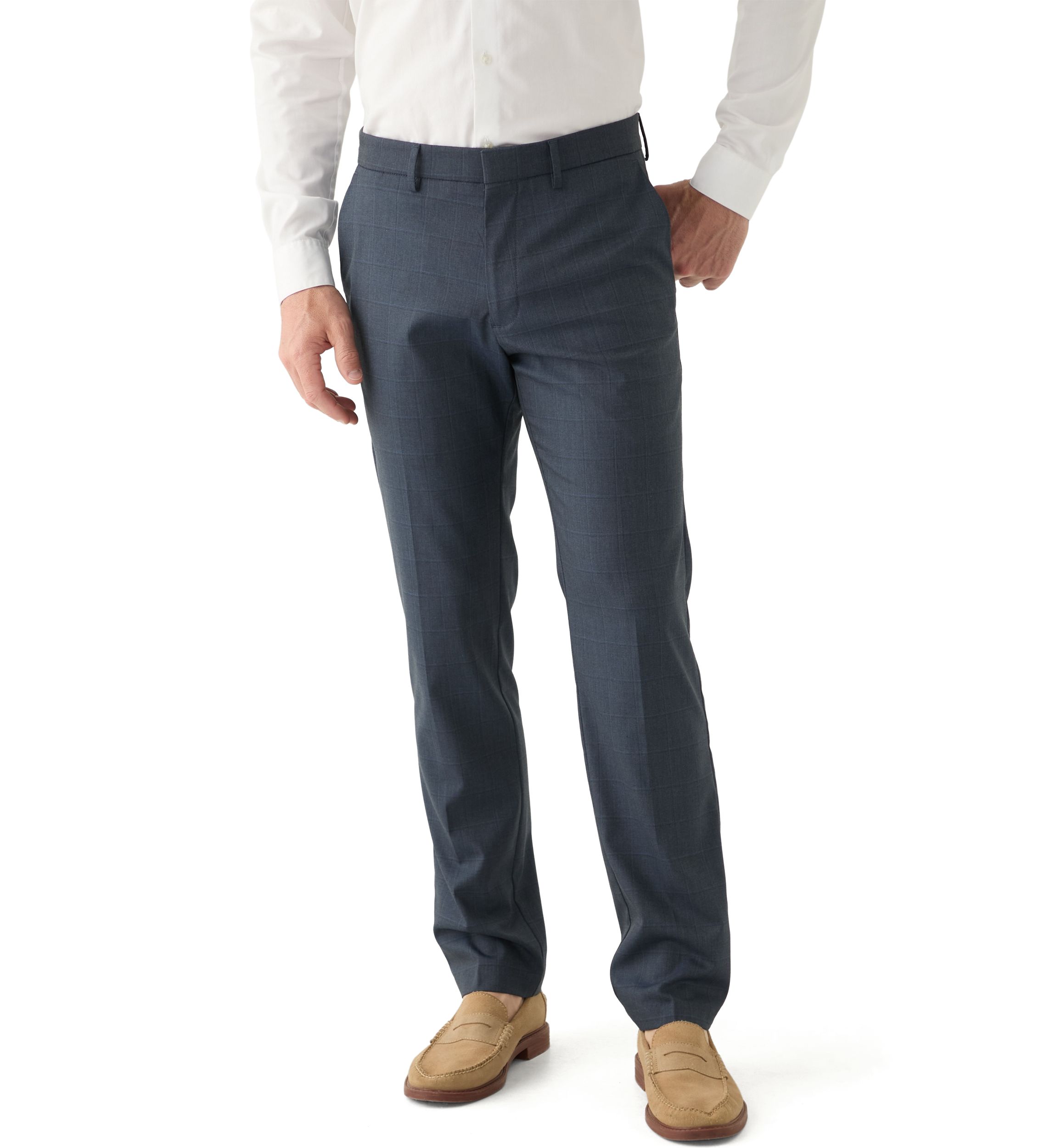 Mens Slim Fit Shark Windowpane Pants