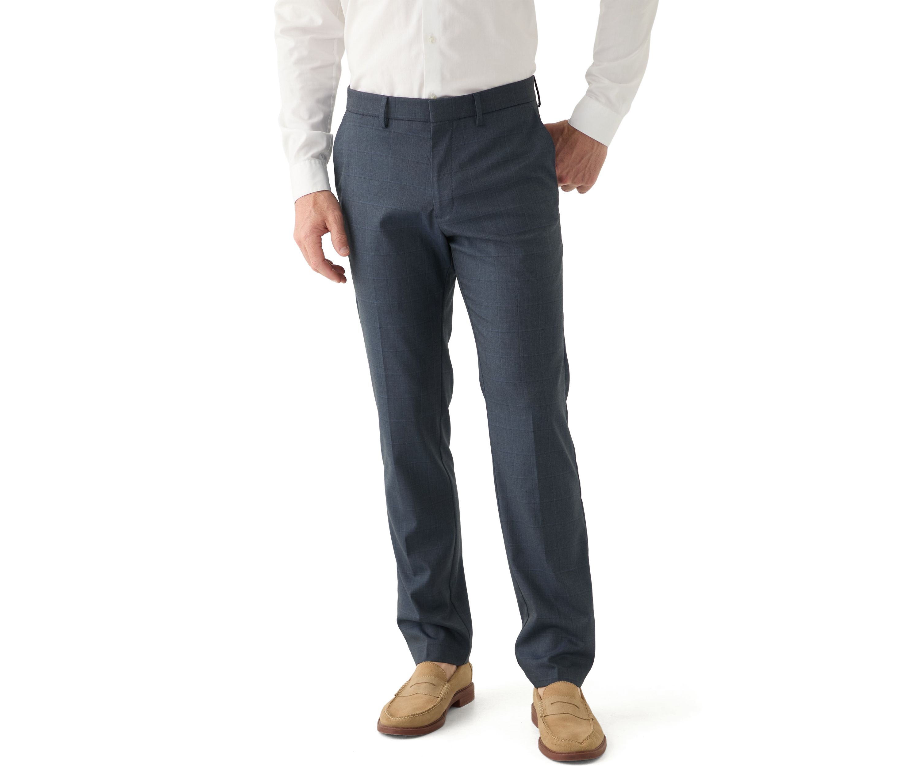 Mens Slim Fit Shark Windowpane Pants