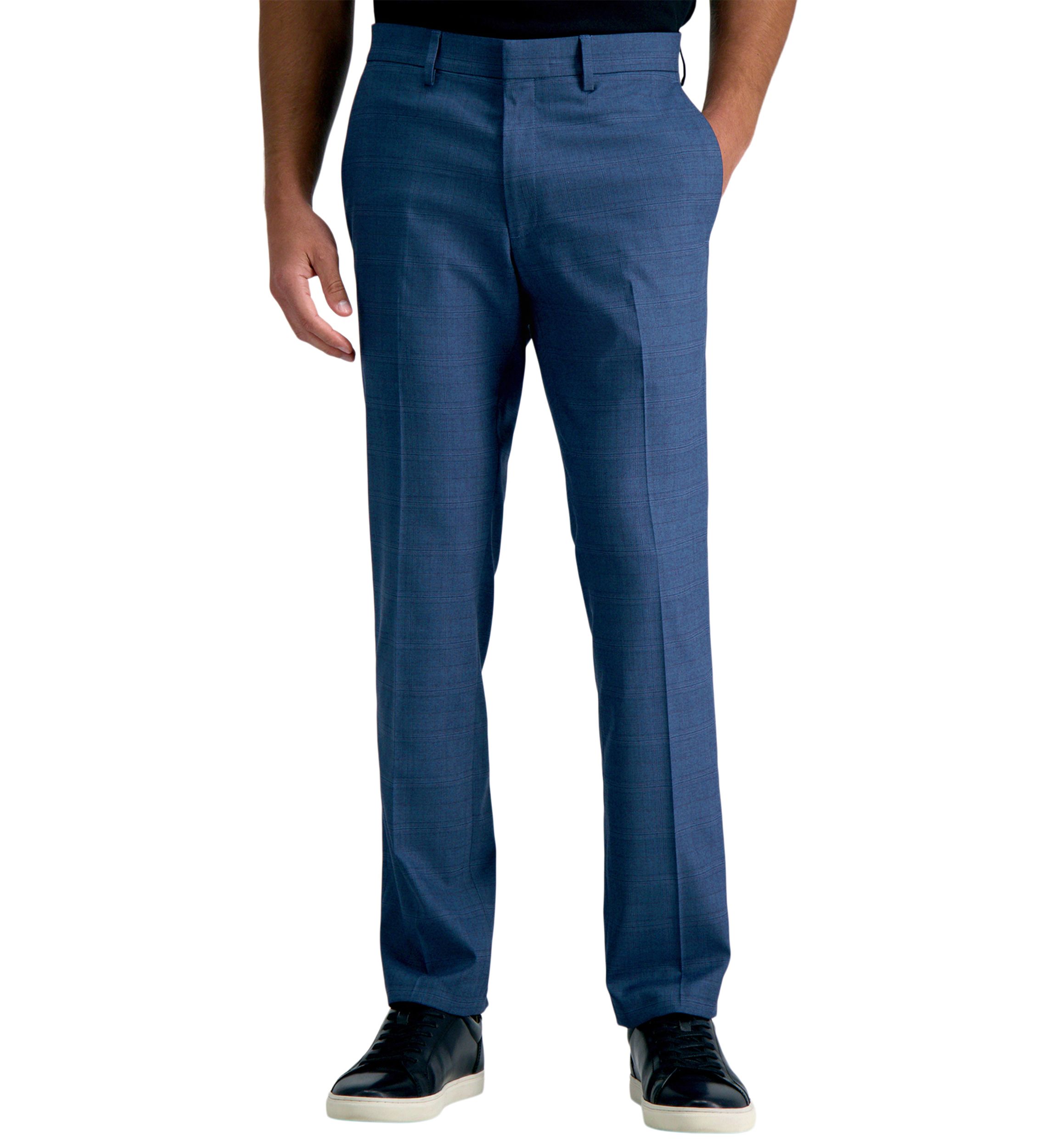 Slim Fit Sharkskin Windowpane Dress Pants