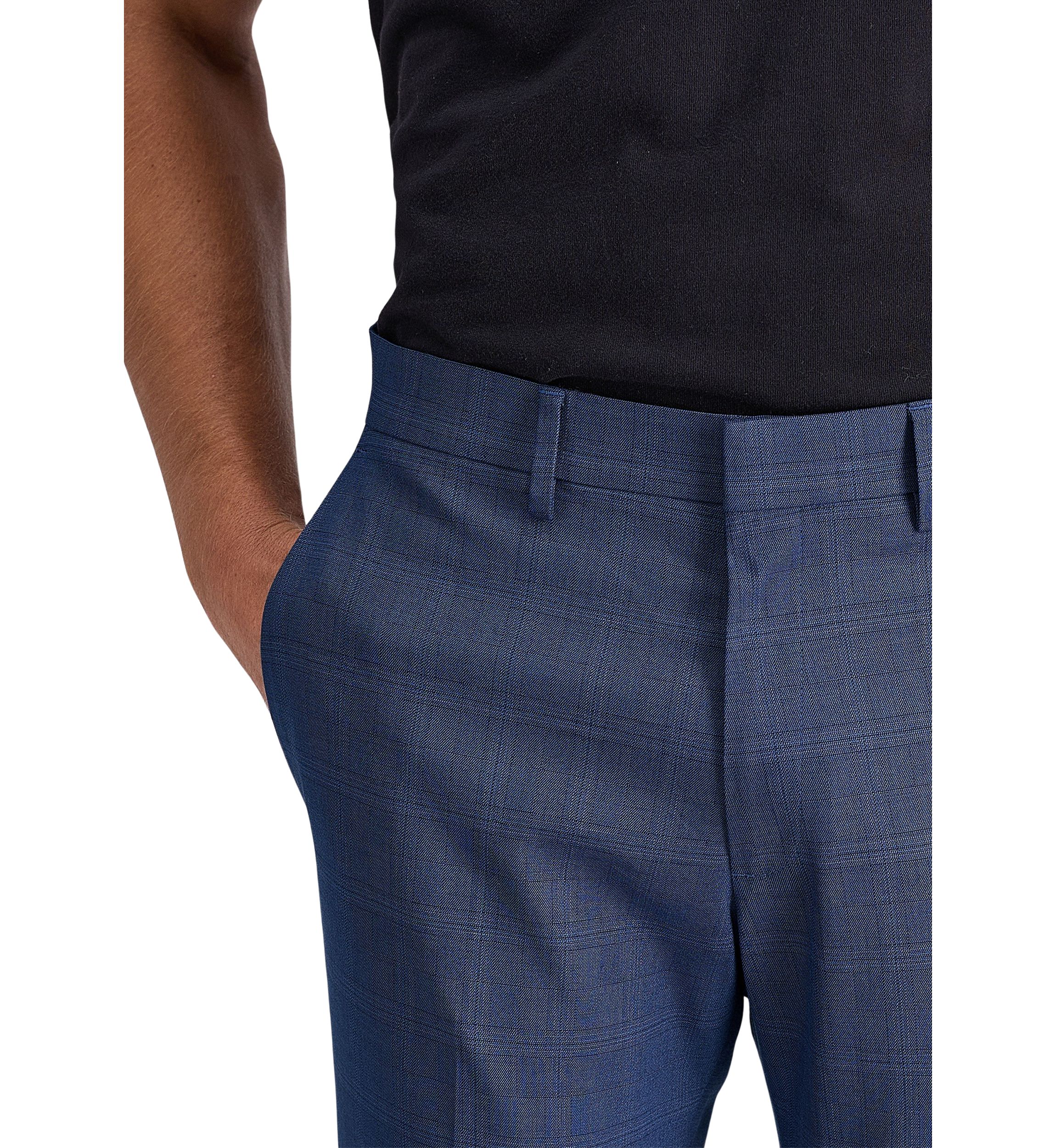 Slim Fit Sharkskin Windowpane Dress Pants