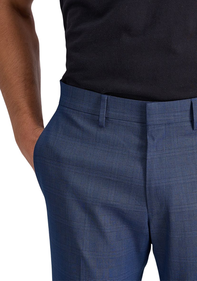 Slim Fit Sharkskin Windowpane Dress Pants