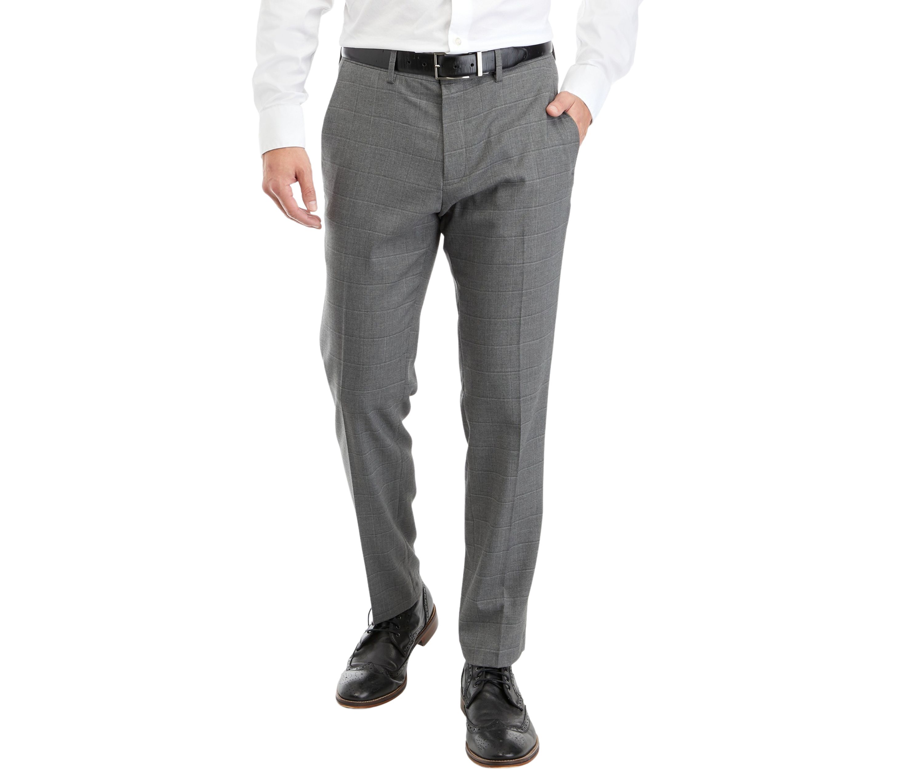 Slim Fit Sharkskin Windowpane Pants 