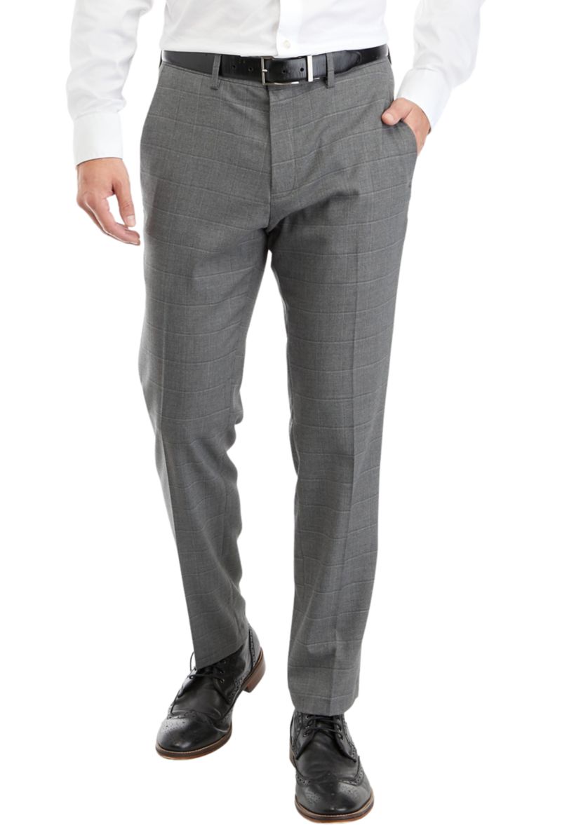 Slim Fit Sharkskin Windowpane Pants 