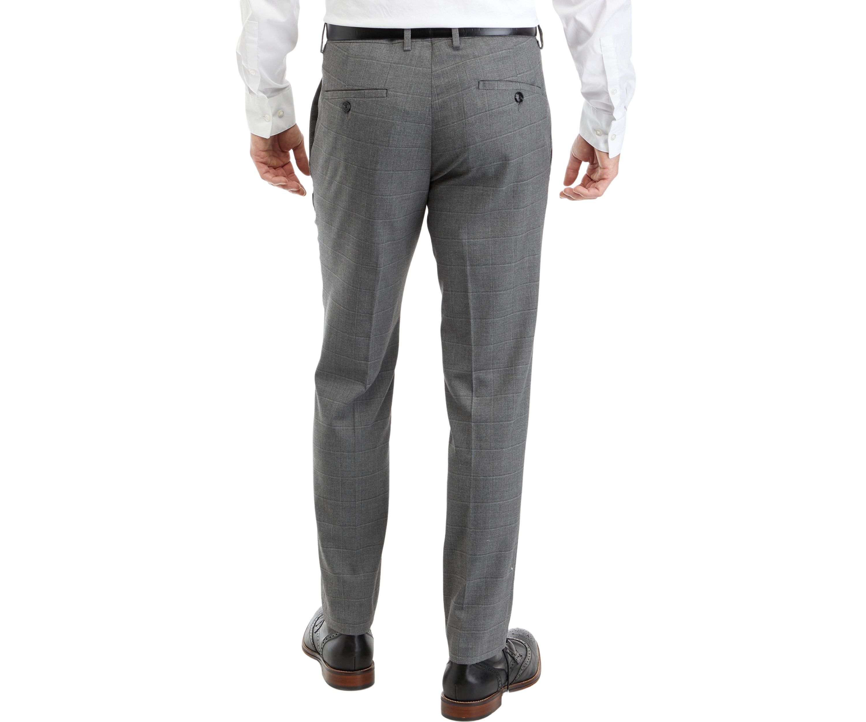 Slim Fit Sharkskin Windowpane Pants 