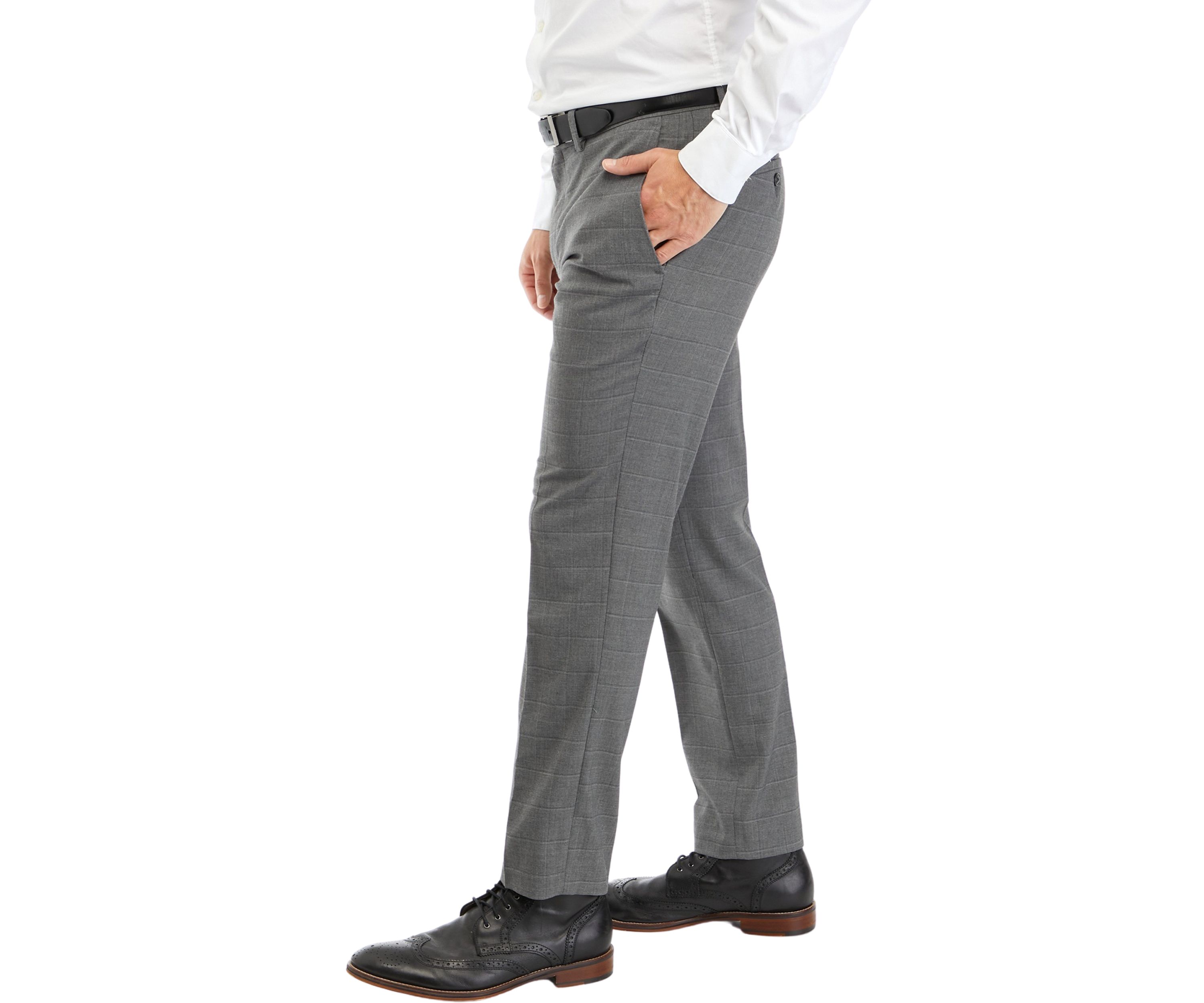 Slim Fit Sharkskin Windowpane Pants 