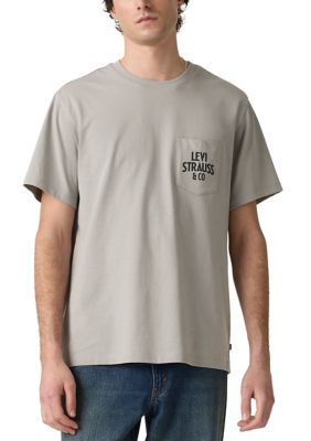 Levi's Men's Short Sleeve Graphic Pocket Shirt, Grey, 2XL
