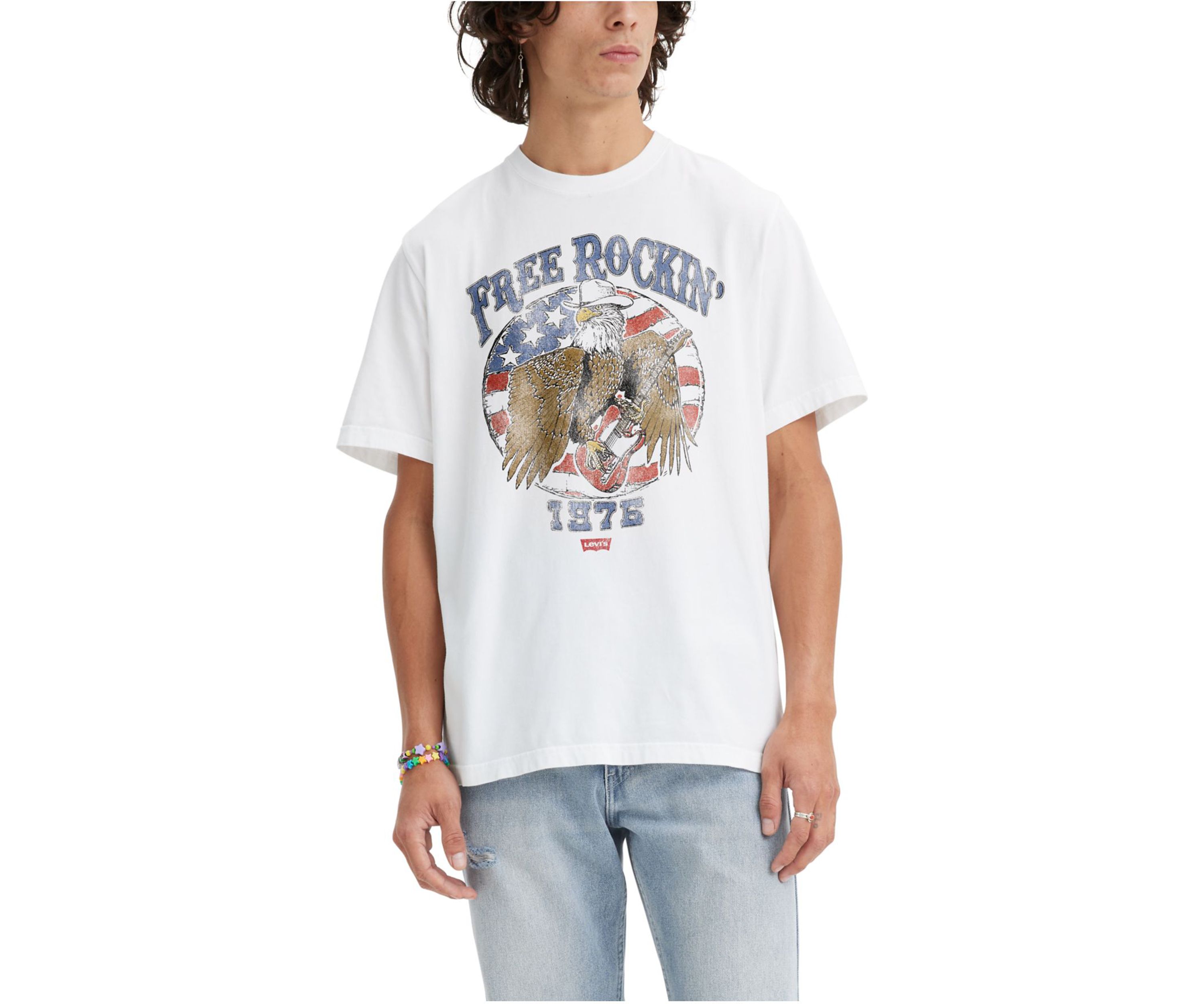 Short Sleeve Relaxed Fit Free Rockin Graphic T-Shirt