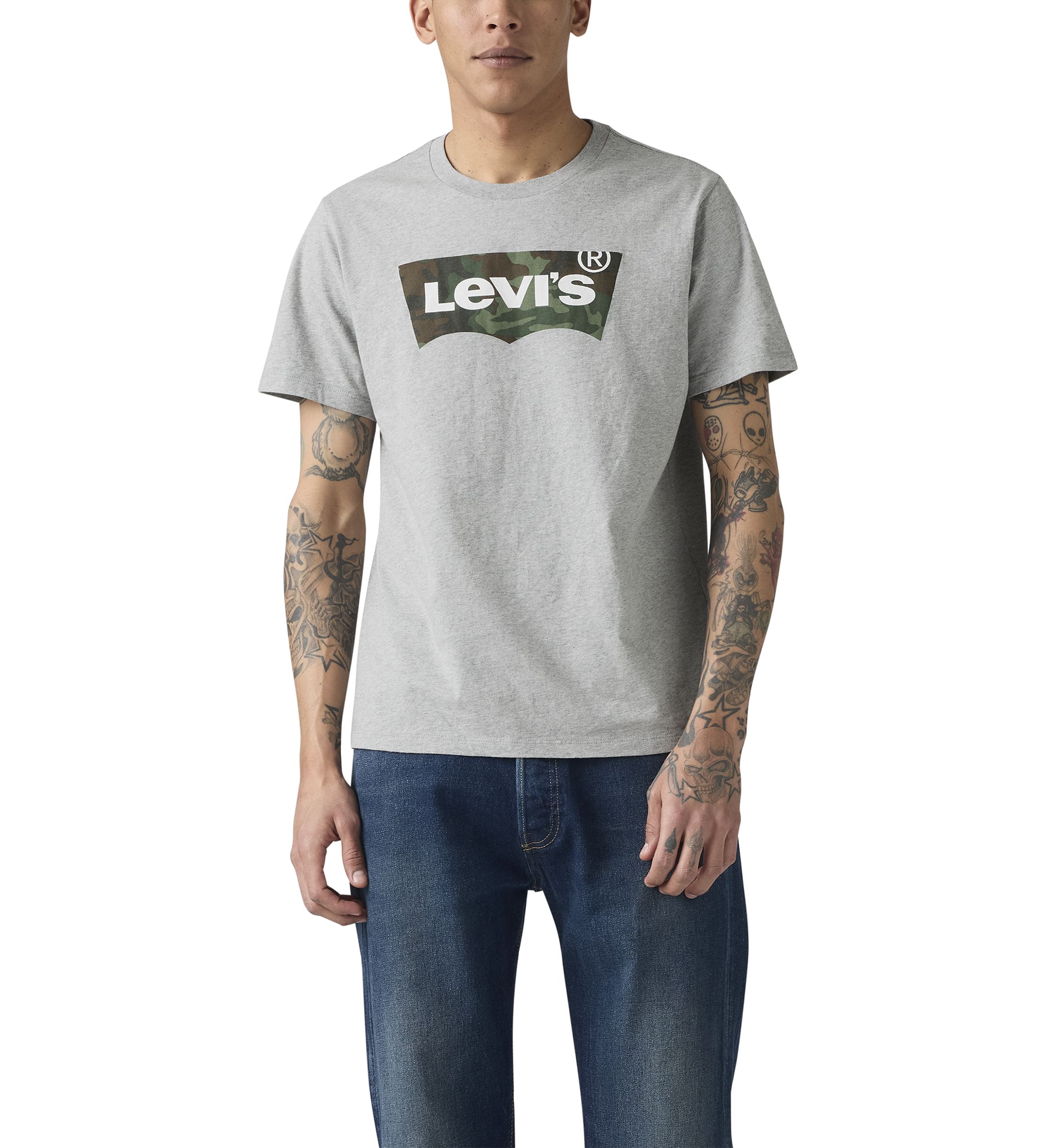 Camo Batwing Front Graphic T-Shirt