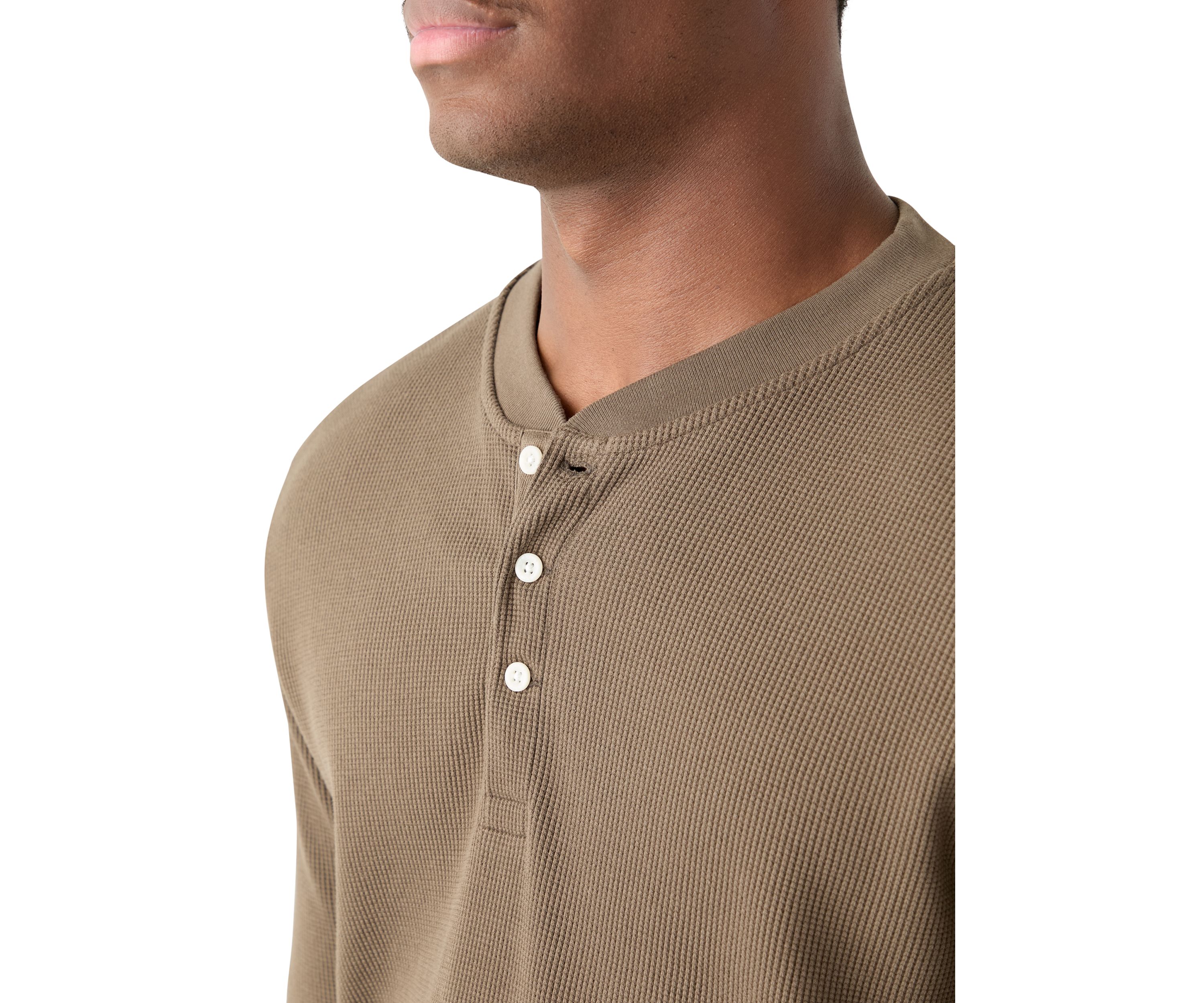 Mens Solid Henley Thermal Shirt