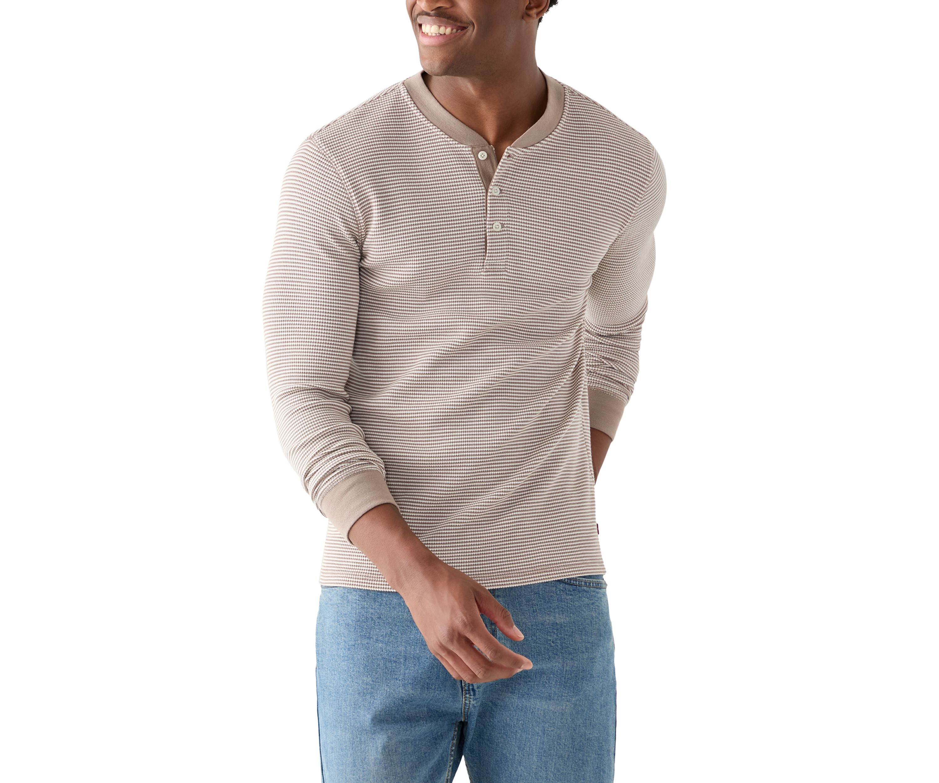 Striped Henley Thermal Shirt