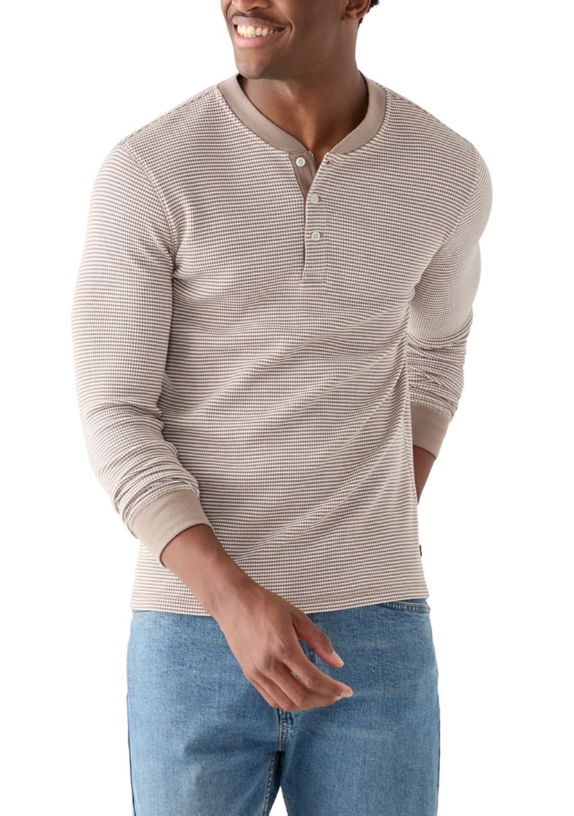 Striped Henley Thermal Shirt