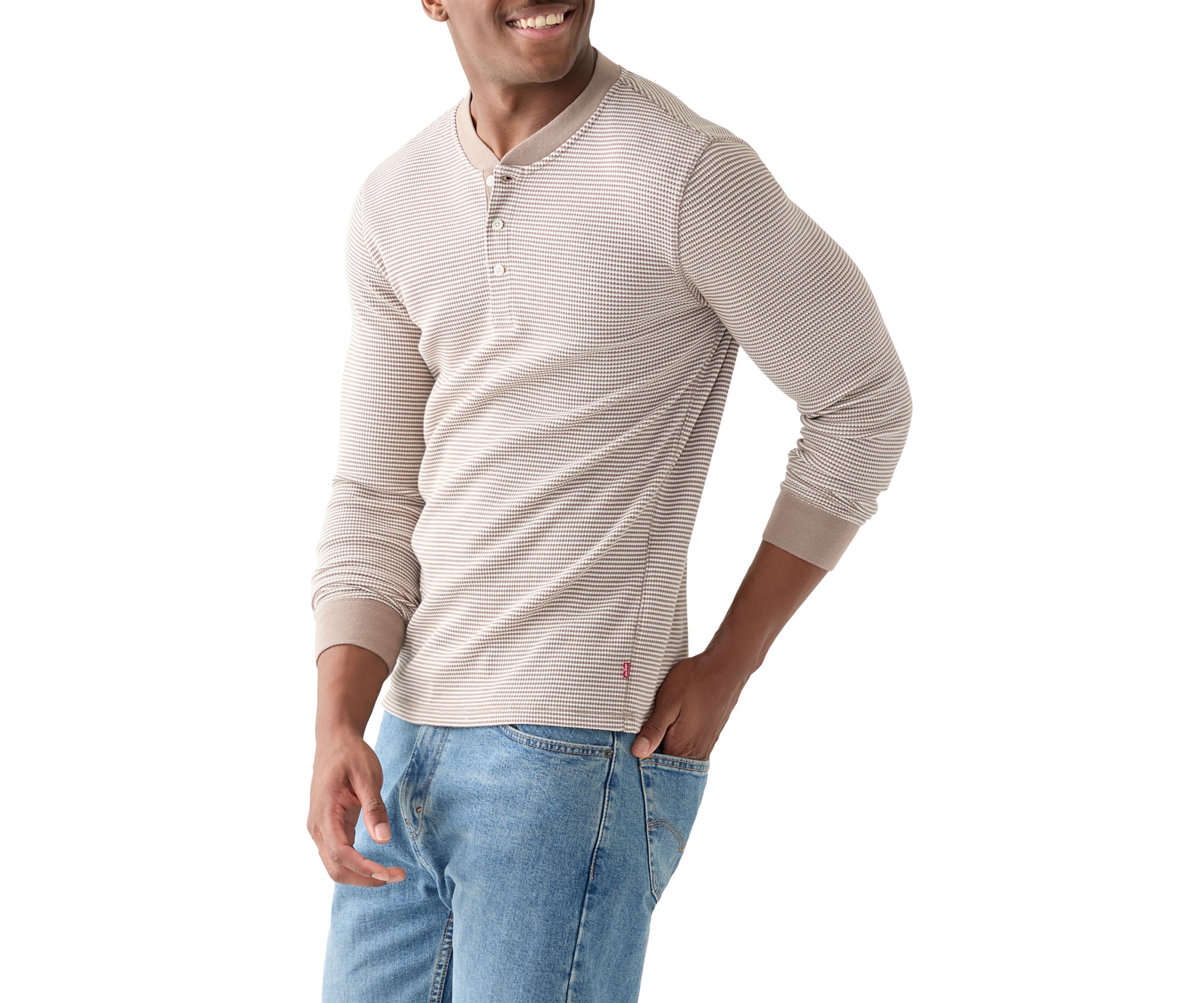 Striped Henley Thermal Shirt