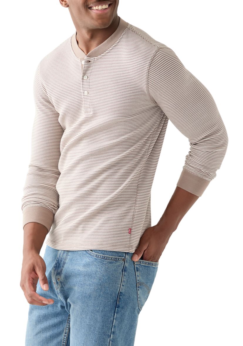 Striped Henley Thermal Shirt