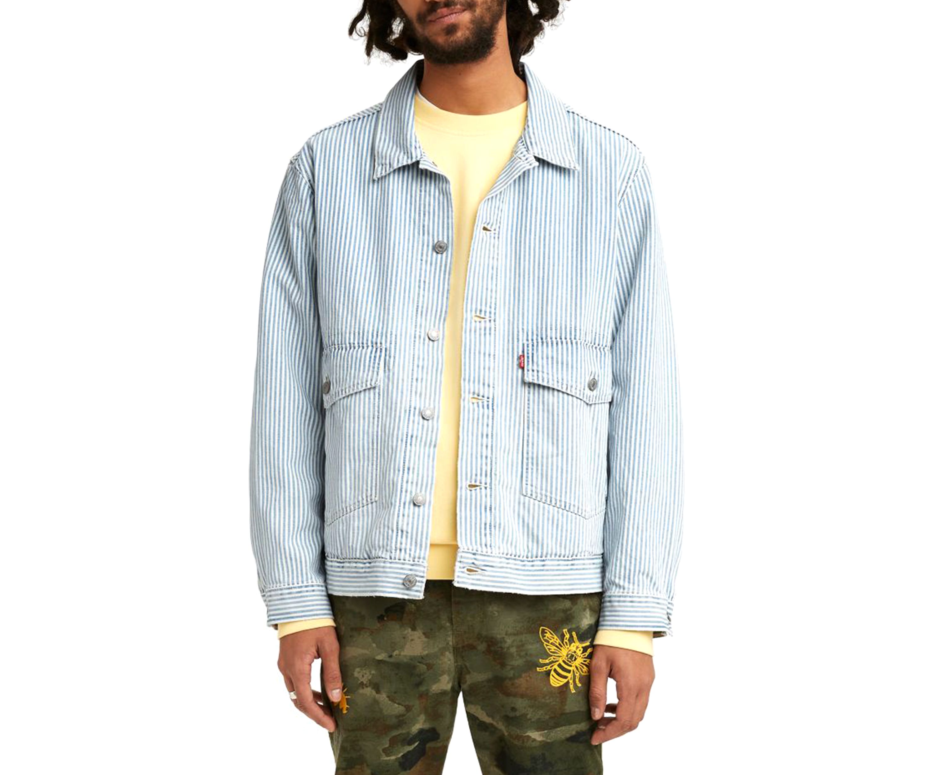 At Work Railroad Stripe Trucker Jacket 
