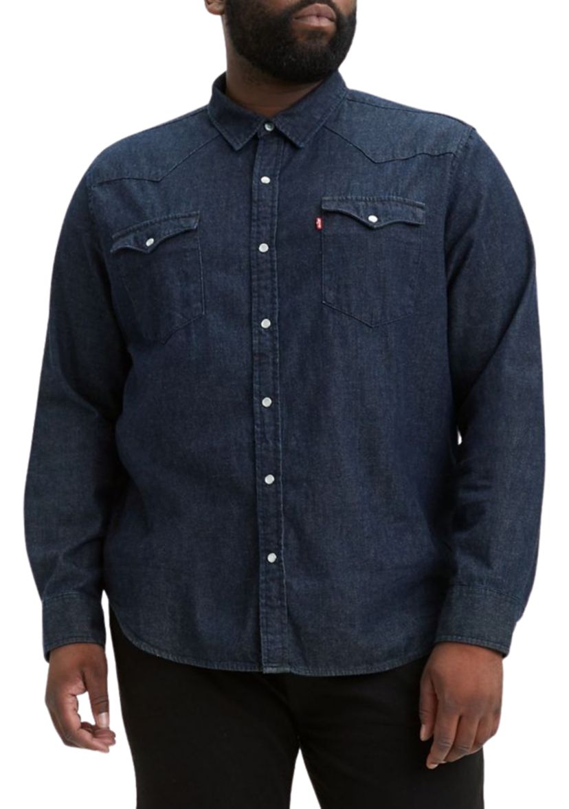 Big & Tall Long Sleeve Classic Western Button-Down Shirt 