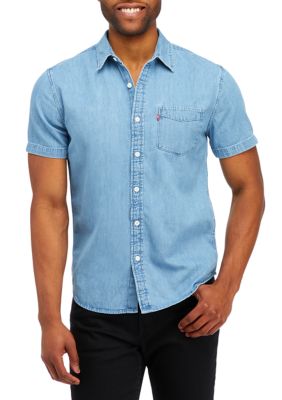 Denim One Pocket Short Sleeve Shirt