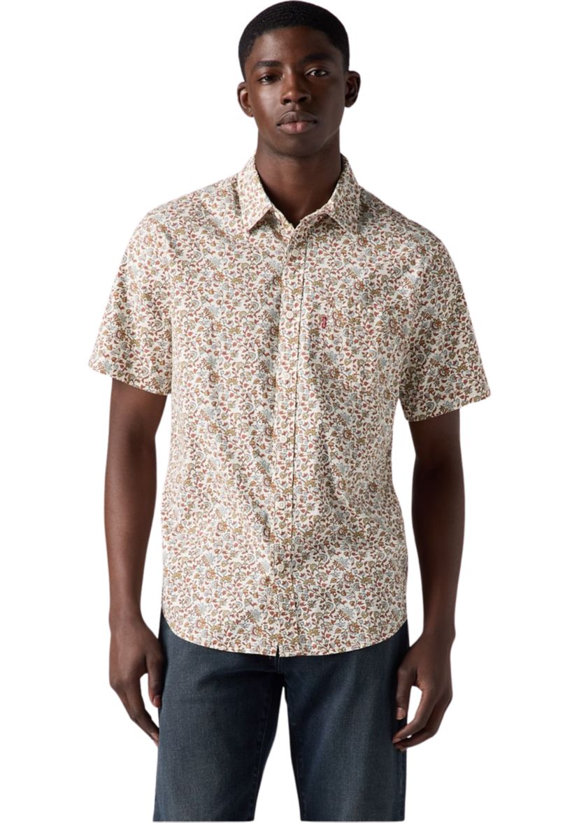 Short Sleeve One Pocket Floral Button Up Shirt 