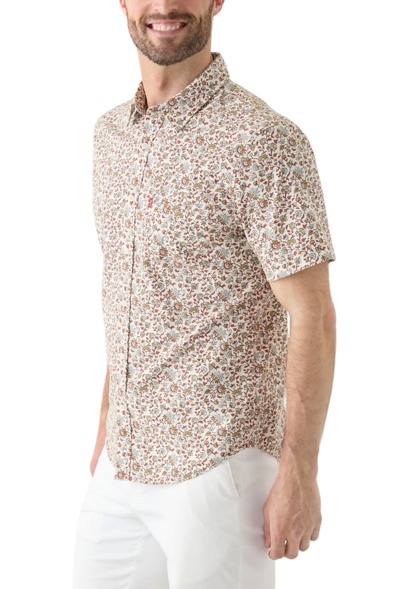 Short Sleeve One Pocket Floral Button Up Shirt 