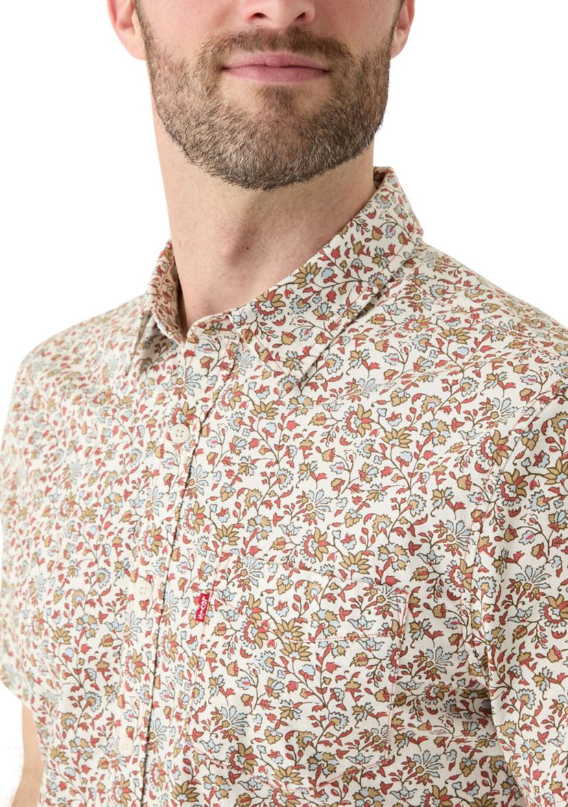 Short Sleeve One Pocket Floral Button Up Shirt 