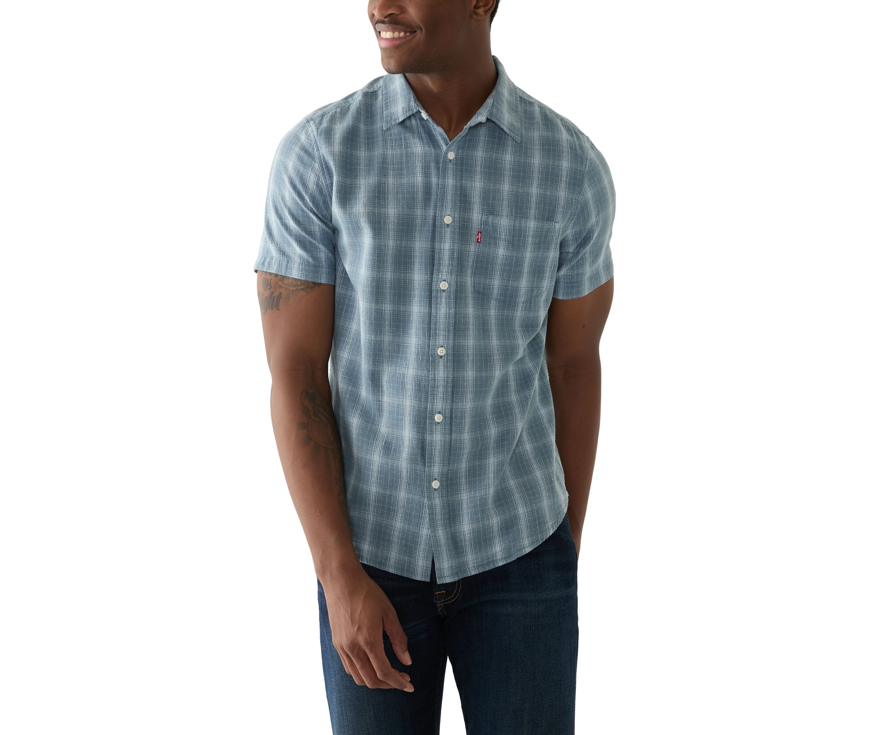 Classic One Pocket Short Sleeve Plaid Button Down Shirt