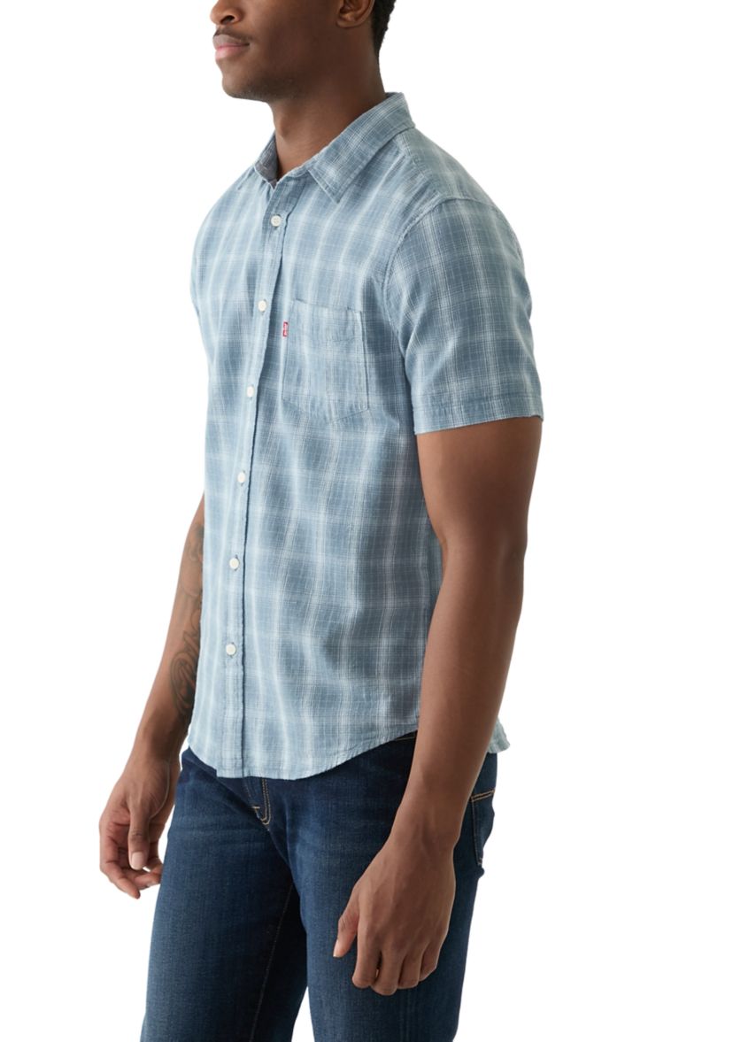 Classic One Pocket Short Sleeve Plaid Button Down Shirt
