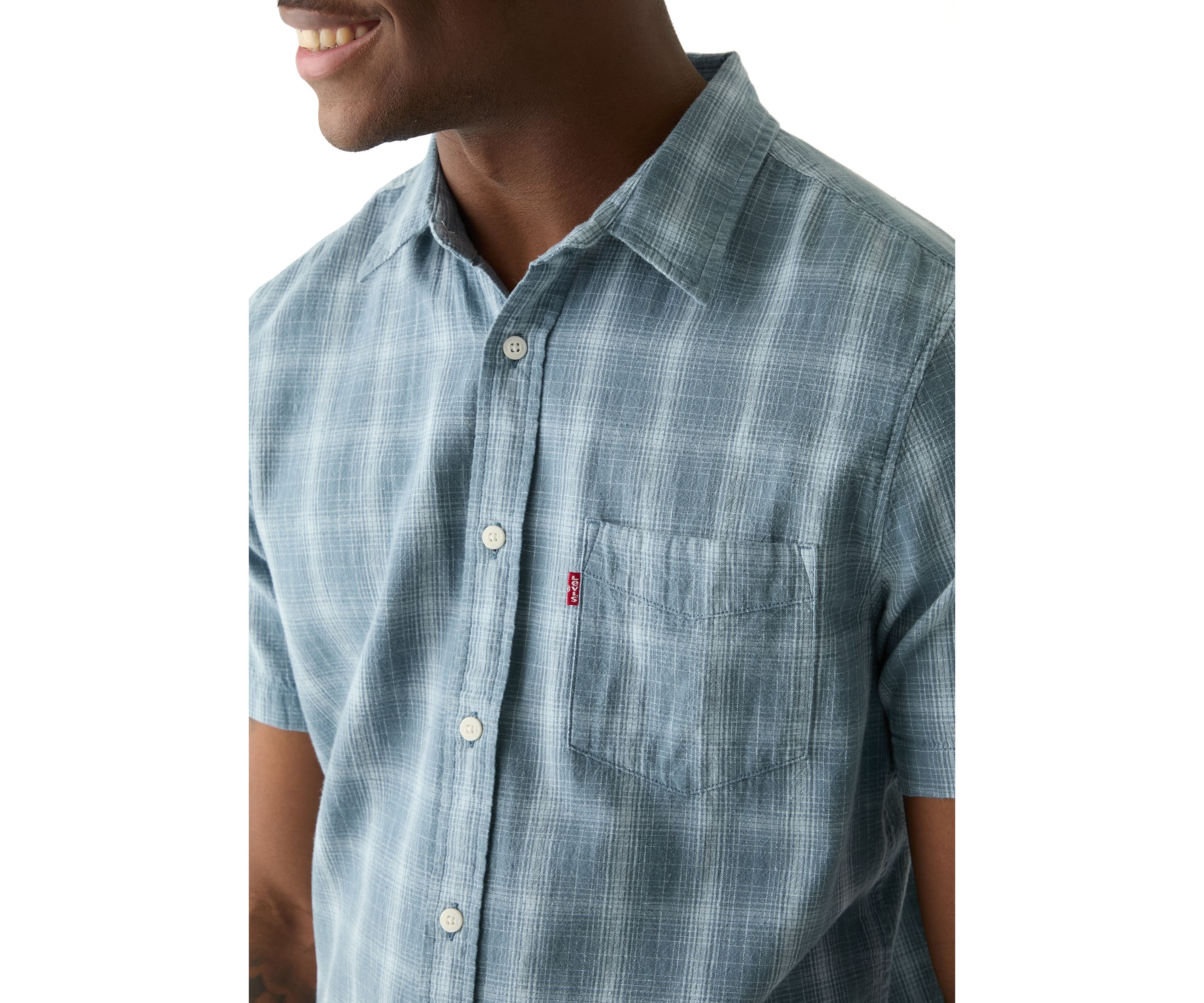 Classic One Pocket Short Sleeve Plaid Button Down Shirt