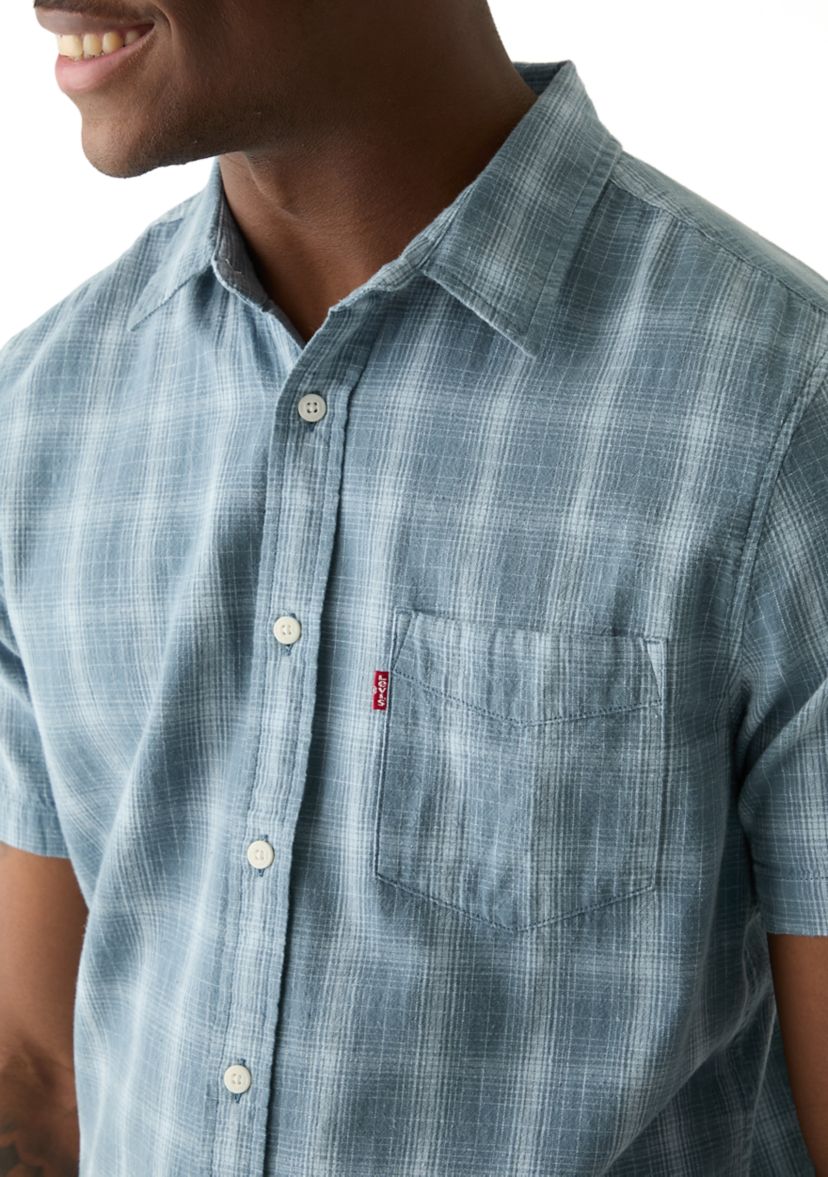 Classic One Pocket Short Sleeve Plaid Button Down Shirt