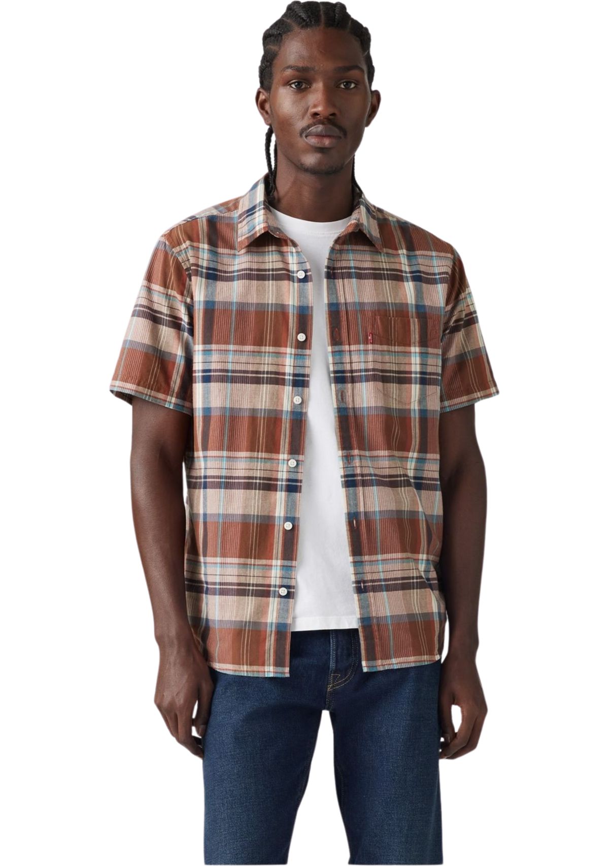 Short Sleeve One Pocket Button Up Shirt 