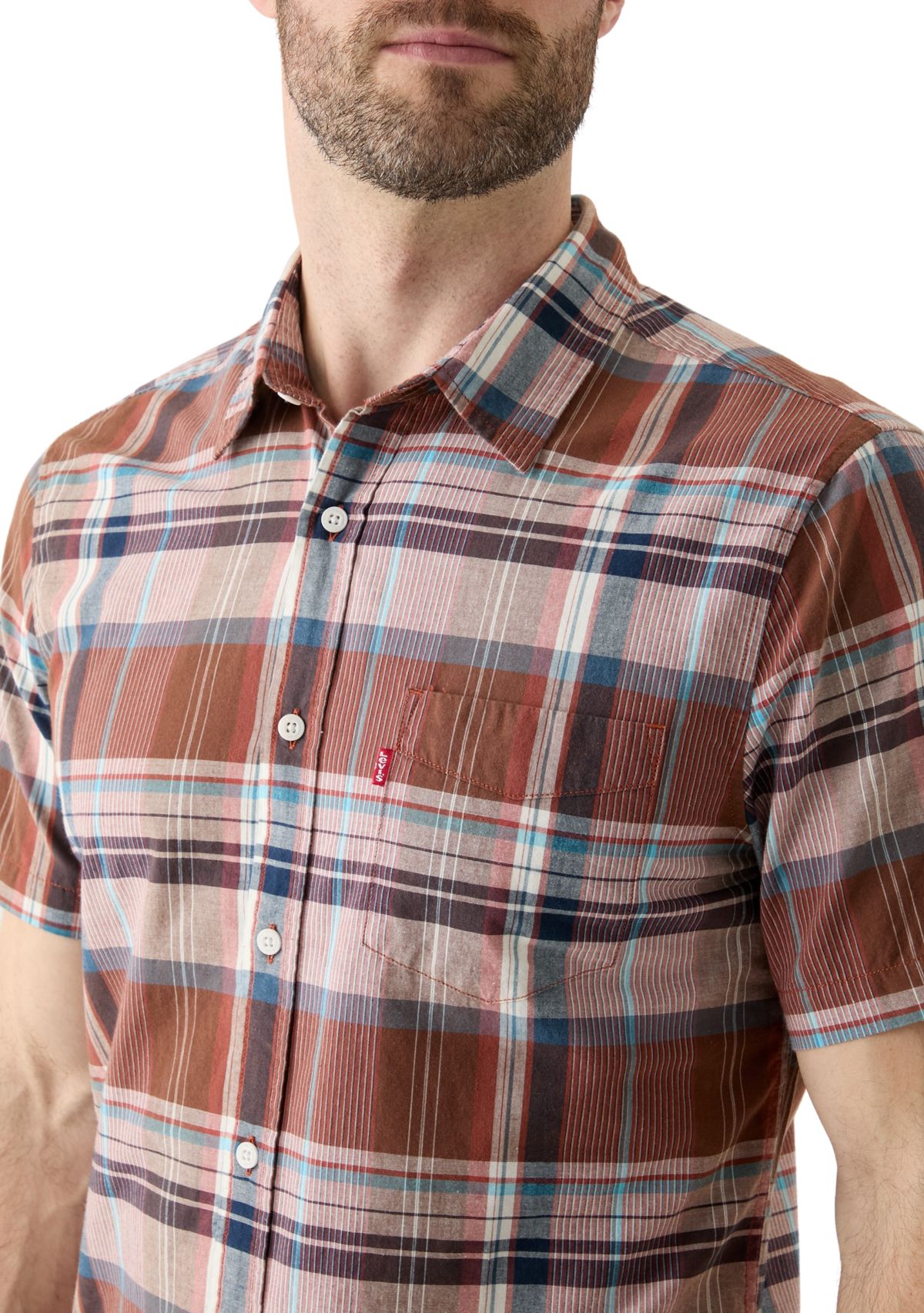Short Sleeve One Pocket Button Up Shirt 