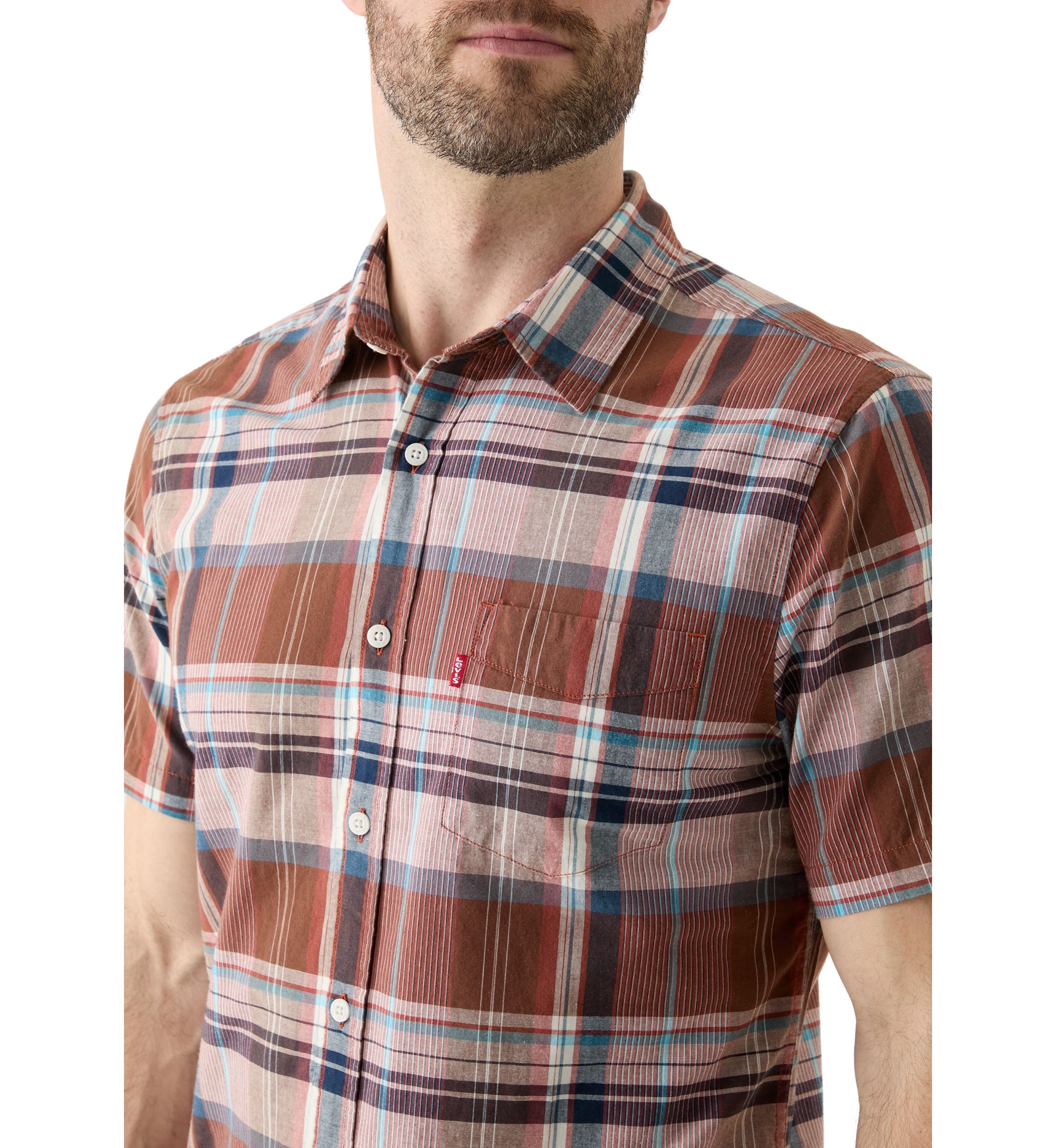 Short Sleeve One Pocket Button Up Shirt 