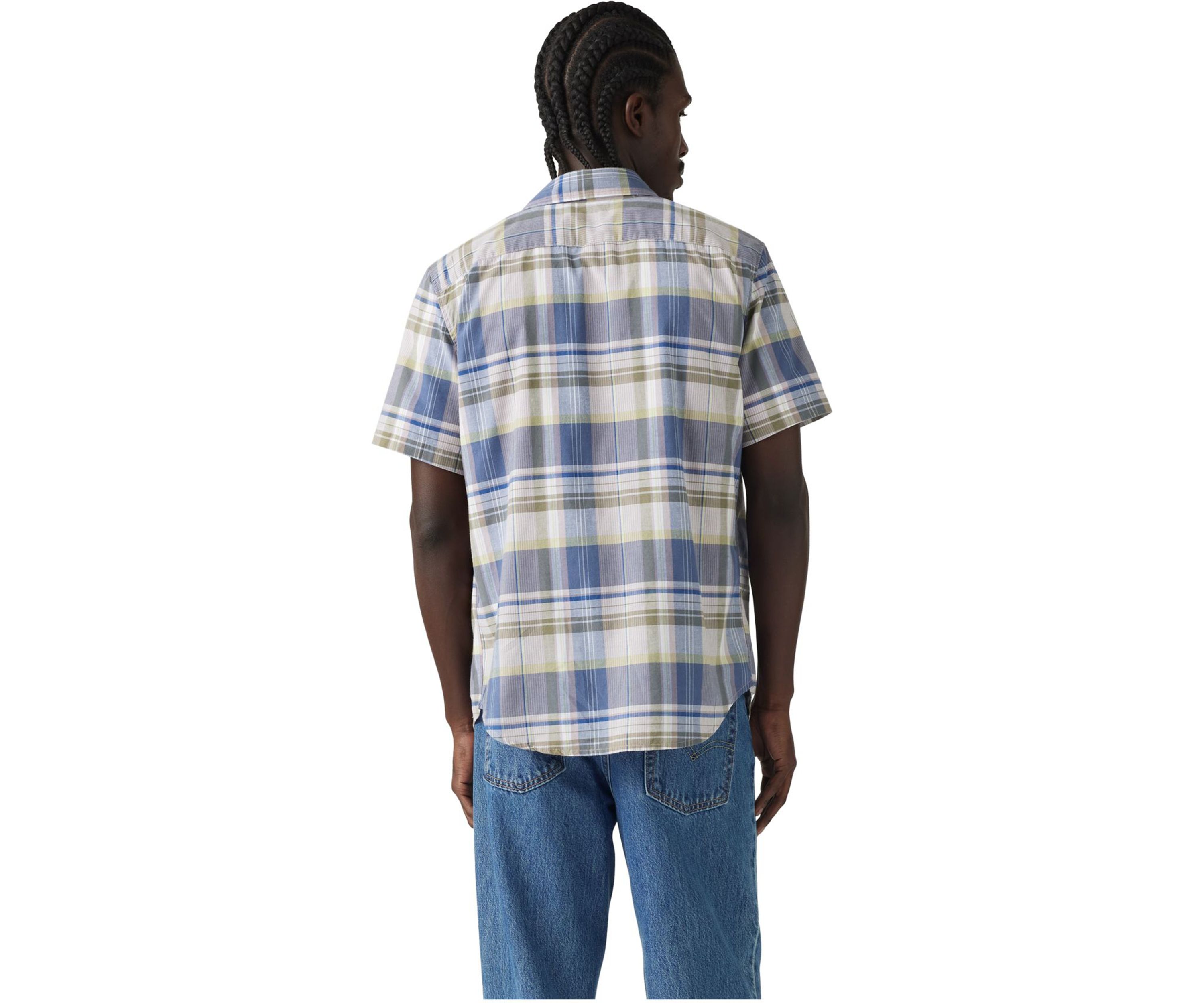 Short Sleeve Plaid One Pocket Standard Shirt 