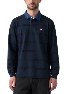 Levi's Men's Long Sleeve Ennis Striped Rugby Polo Shirt, 2XL