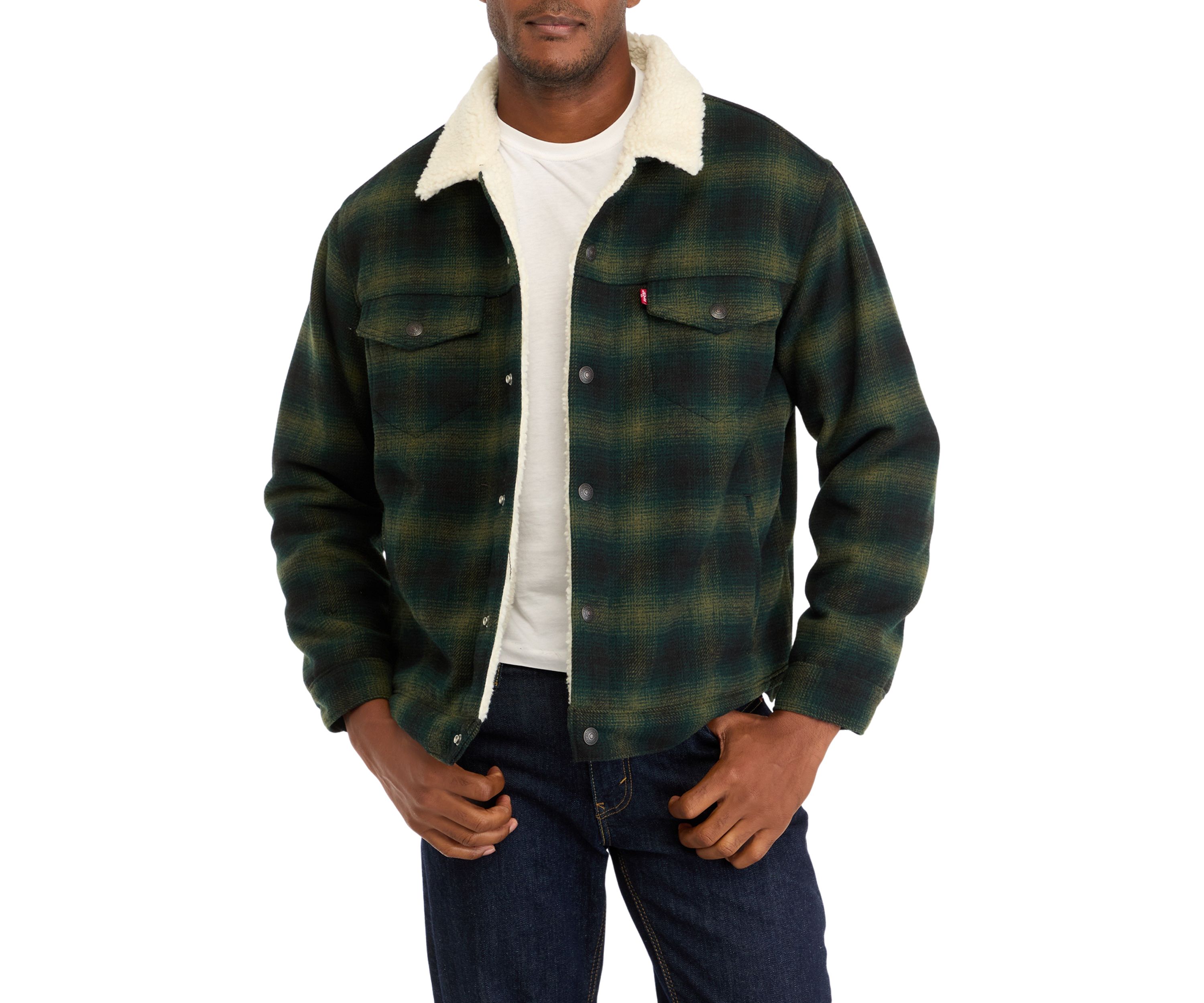 Relaxed Fit Plaid Trucker Jacket