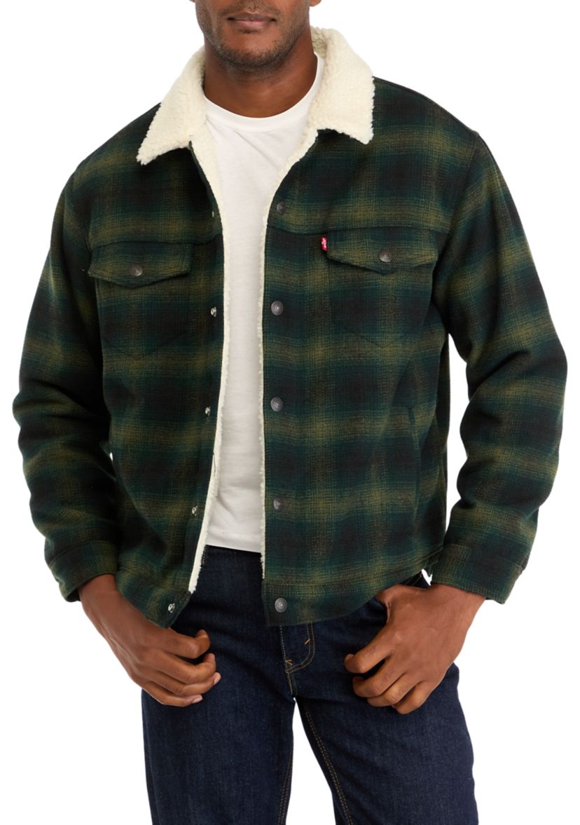 Relaxed Fit Plaid Trucker Jacket